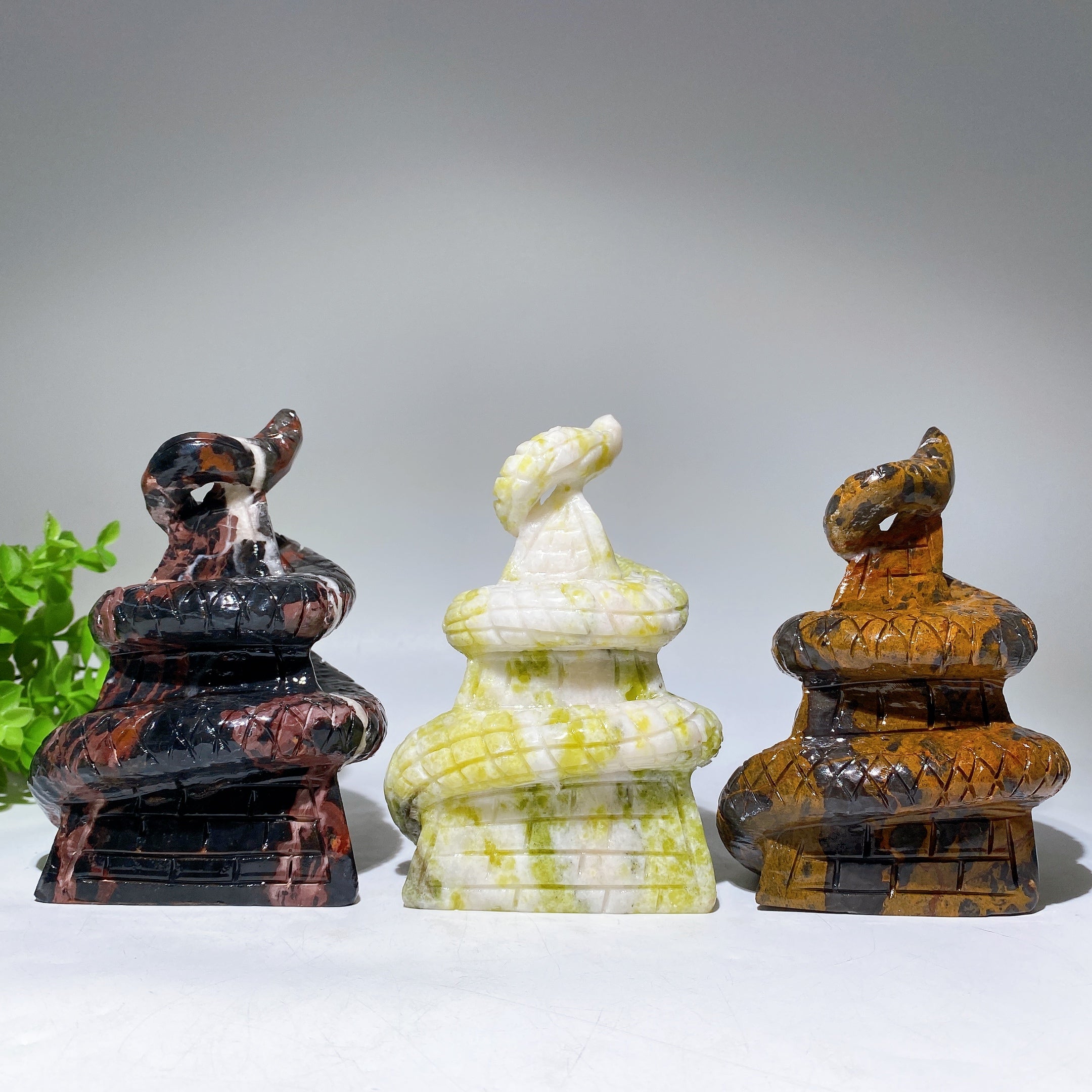 5.2" Jade Snake Figurine Crystal Healing Carving