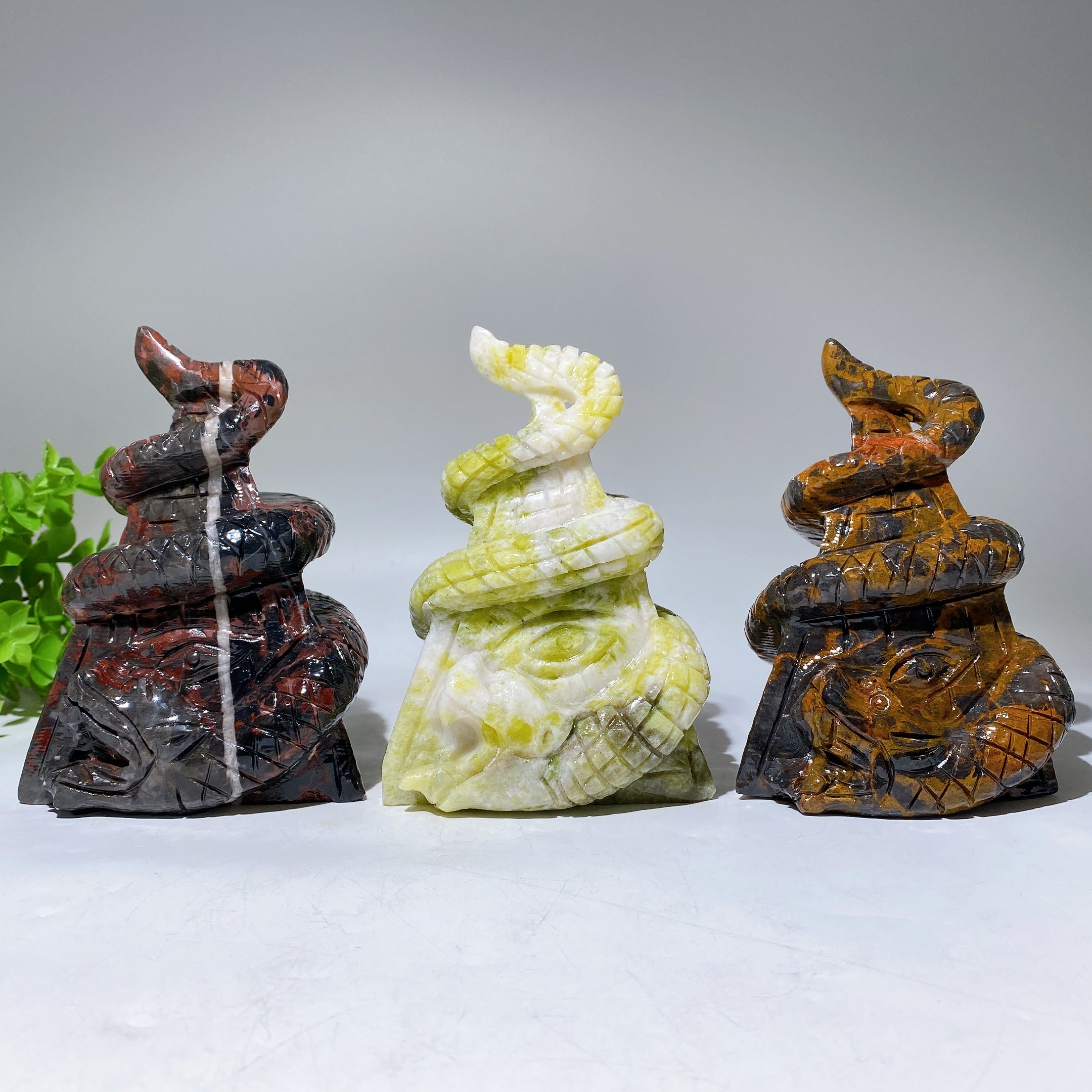 5.2" Jade Snake Figurine Crystal Healing Carving