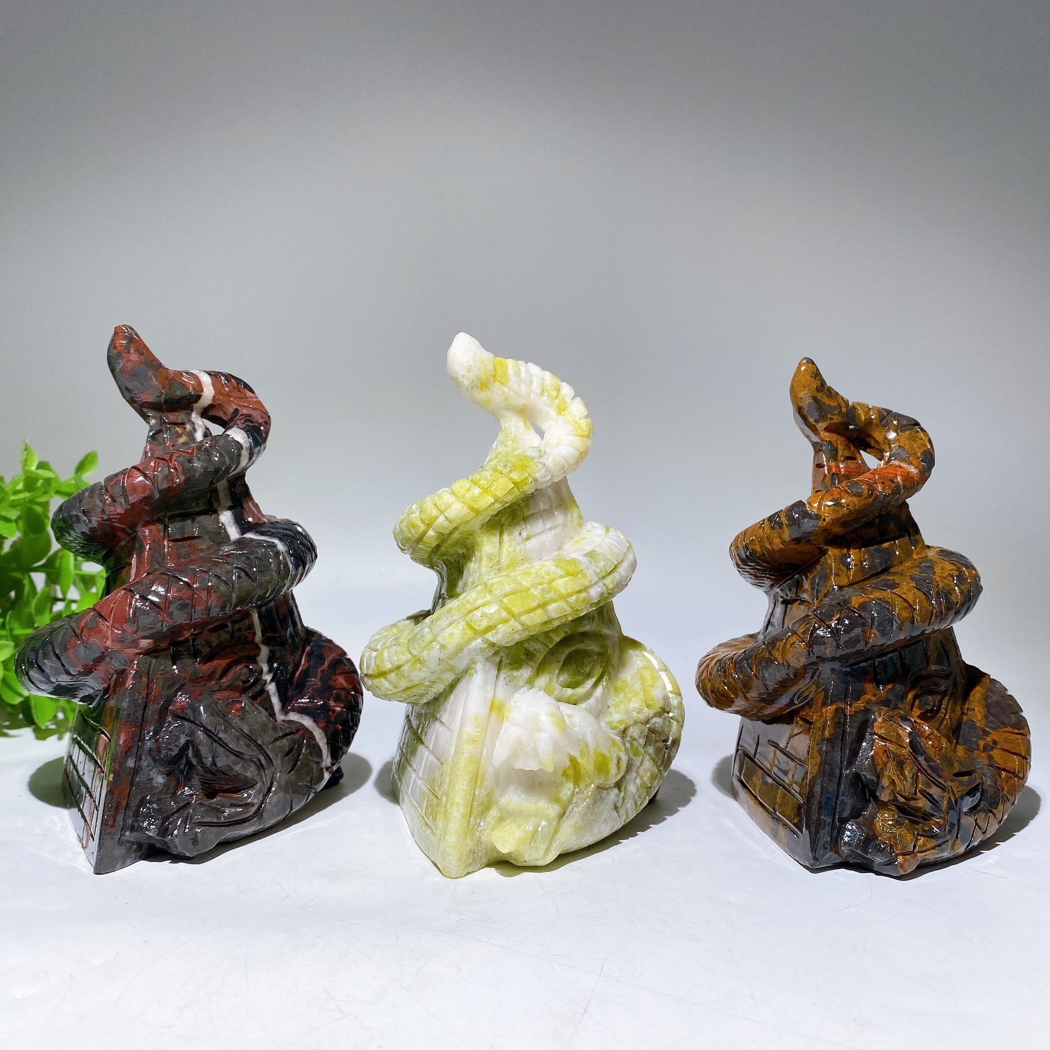 5.2" Jade Snake Figurine Crystal Healing Carving