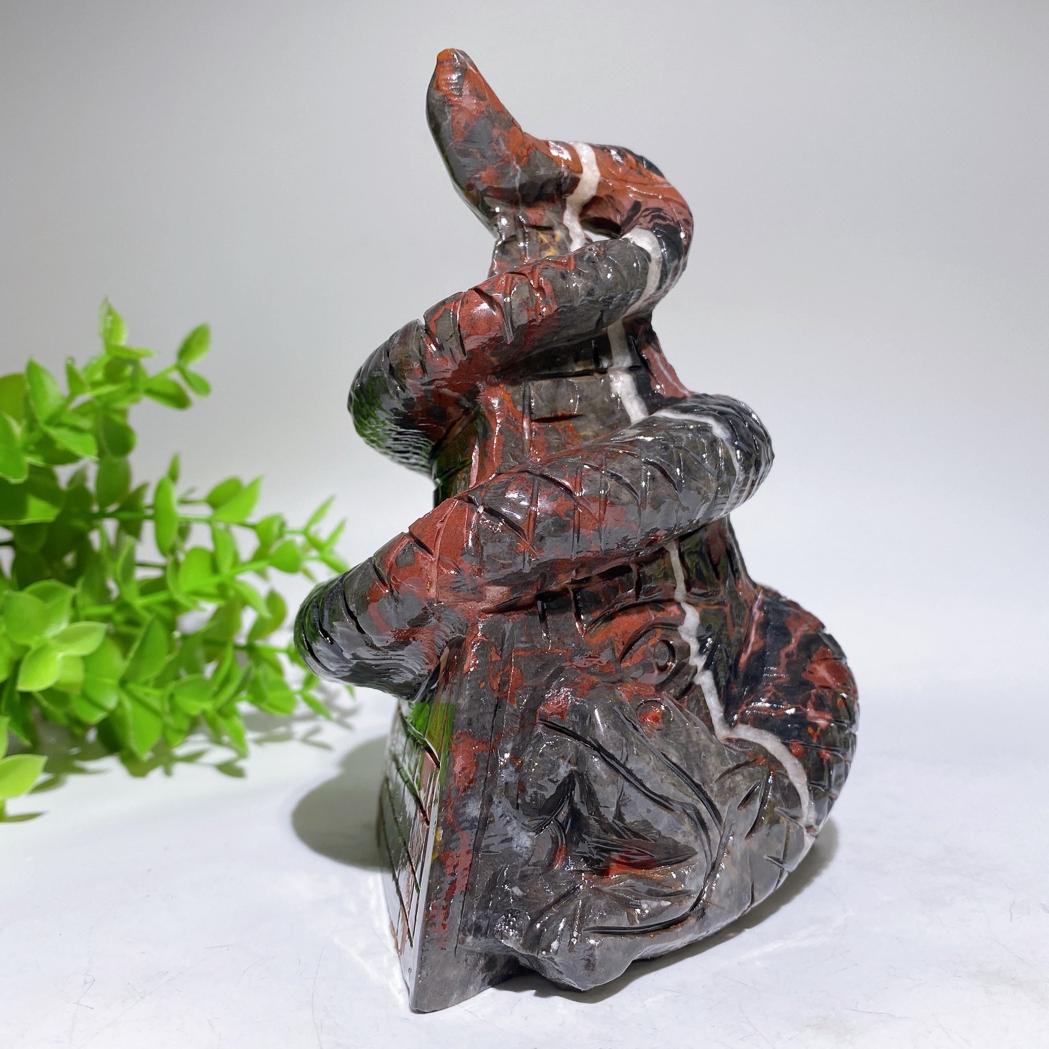 5.2" Jade Snake Figurine Crystal Healing Carving