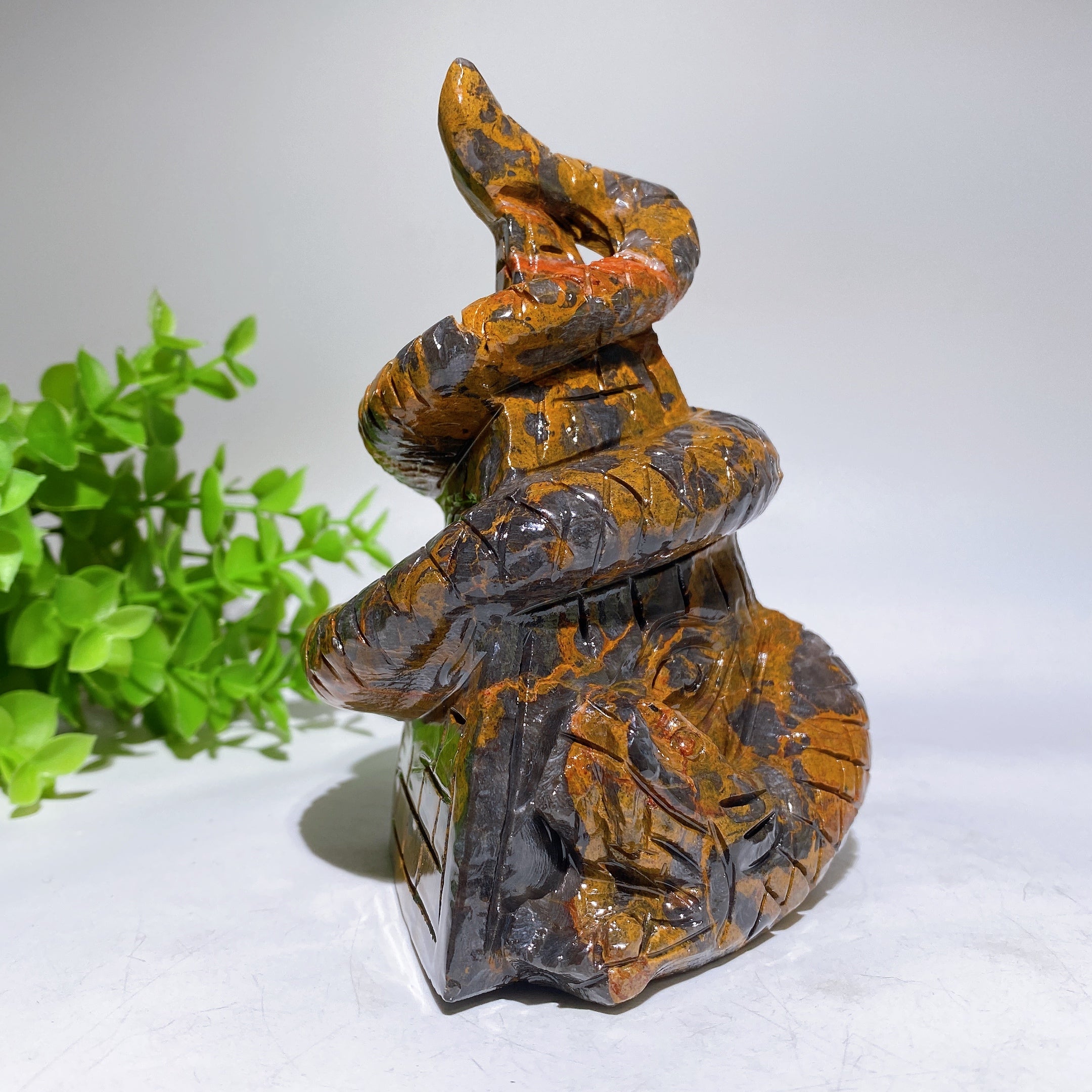 5.2" Jade Snake Figurine Crystal Healing Carving
