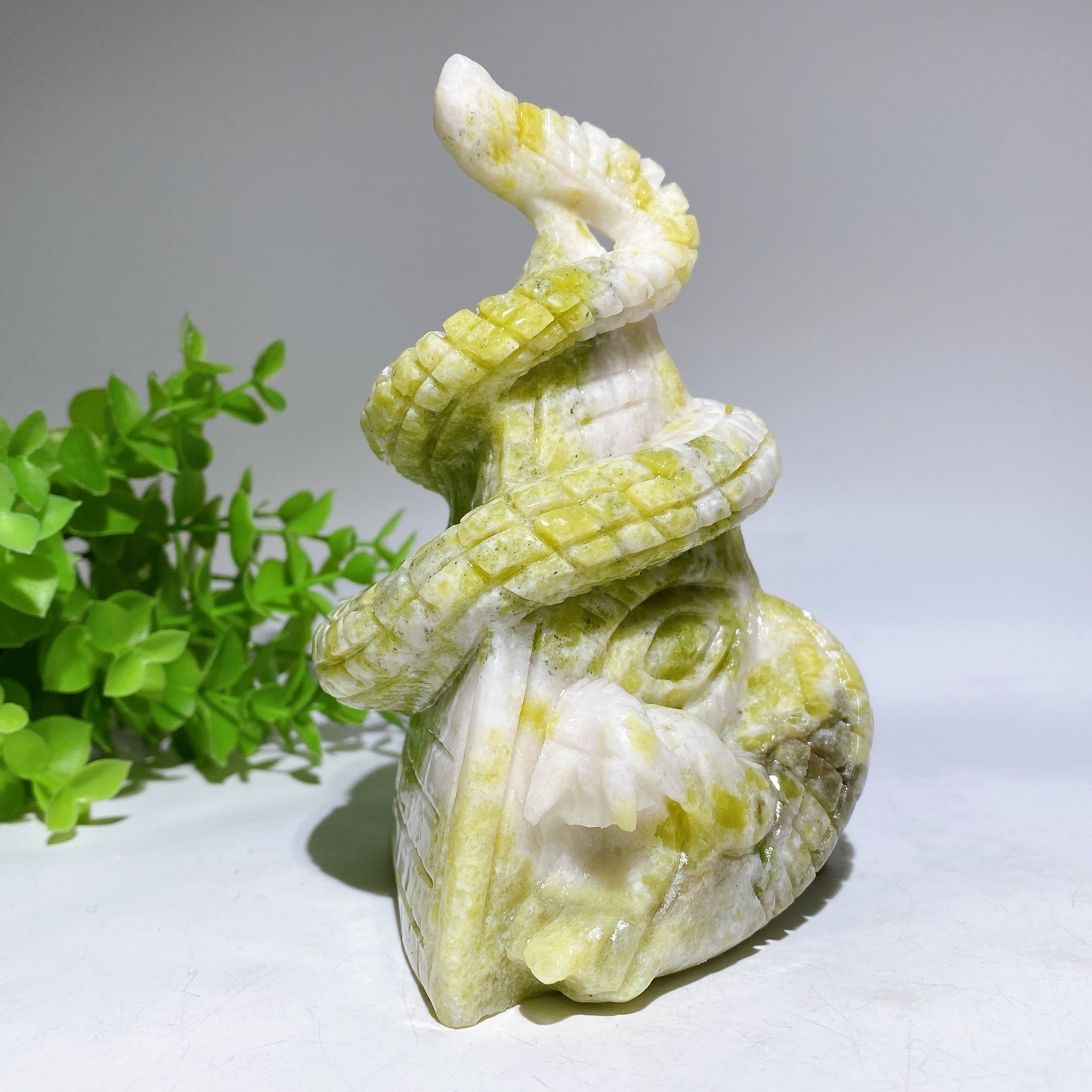 5.2" Jade Snake Figurine Crystal Healing Carving