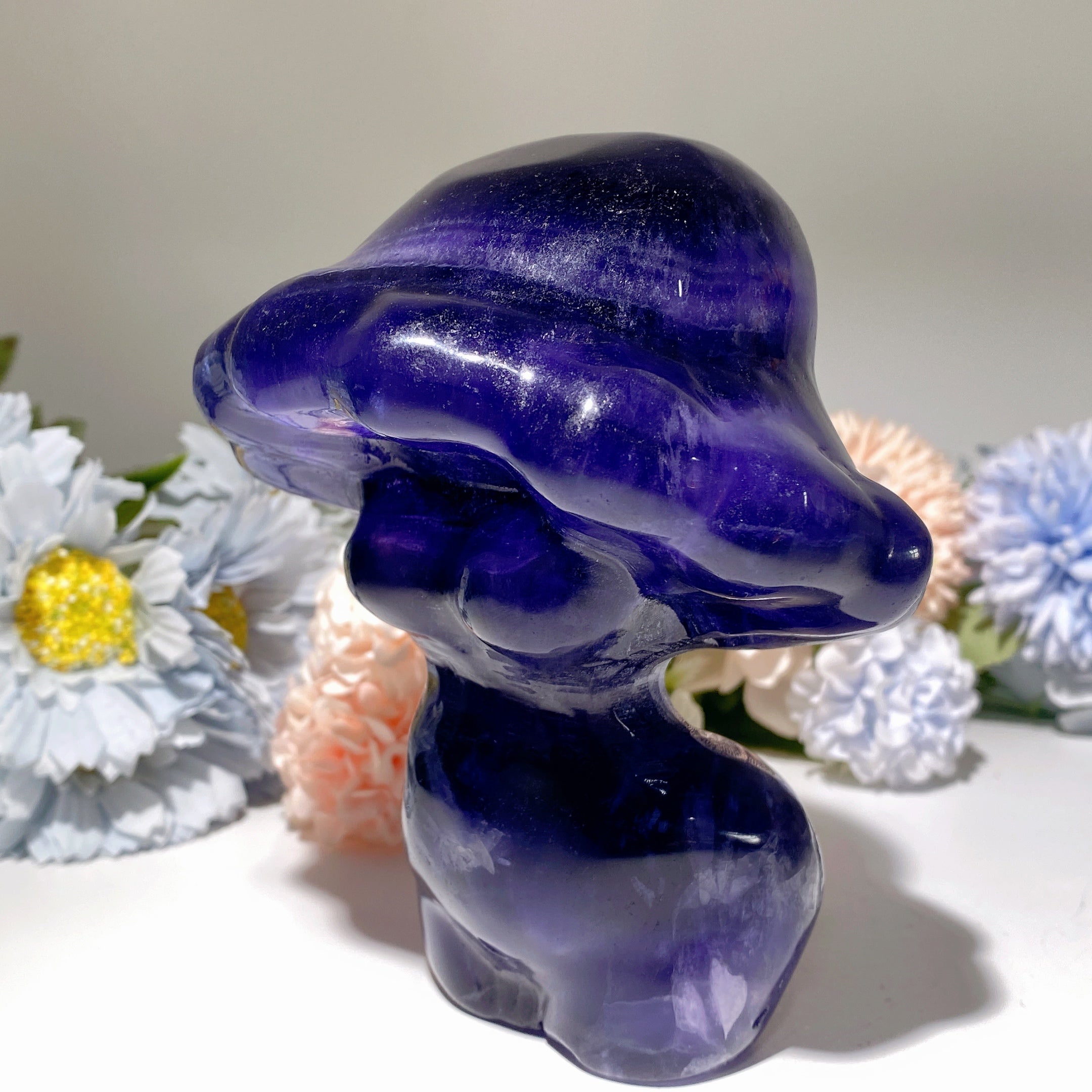 5.3 inch Fluorite Mushroom Crystal Carving for Healing