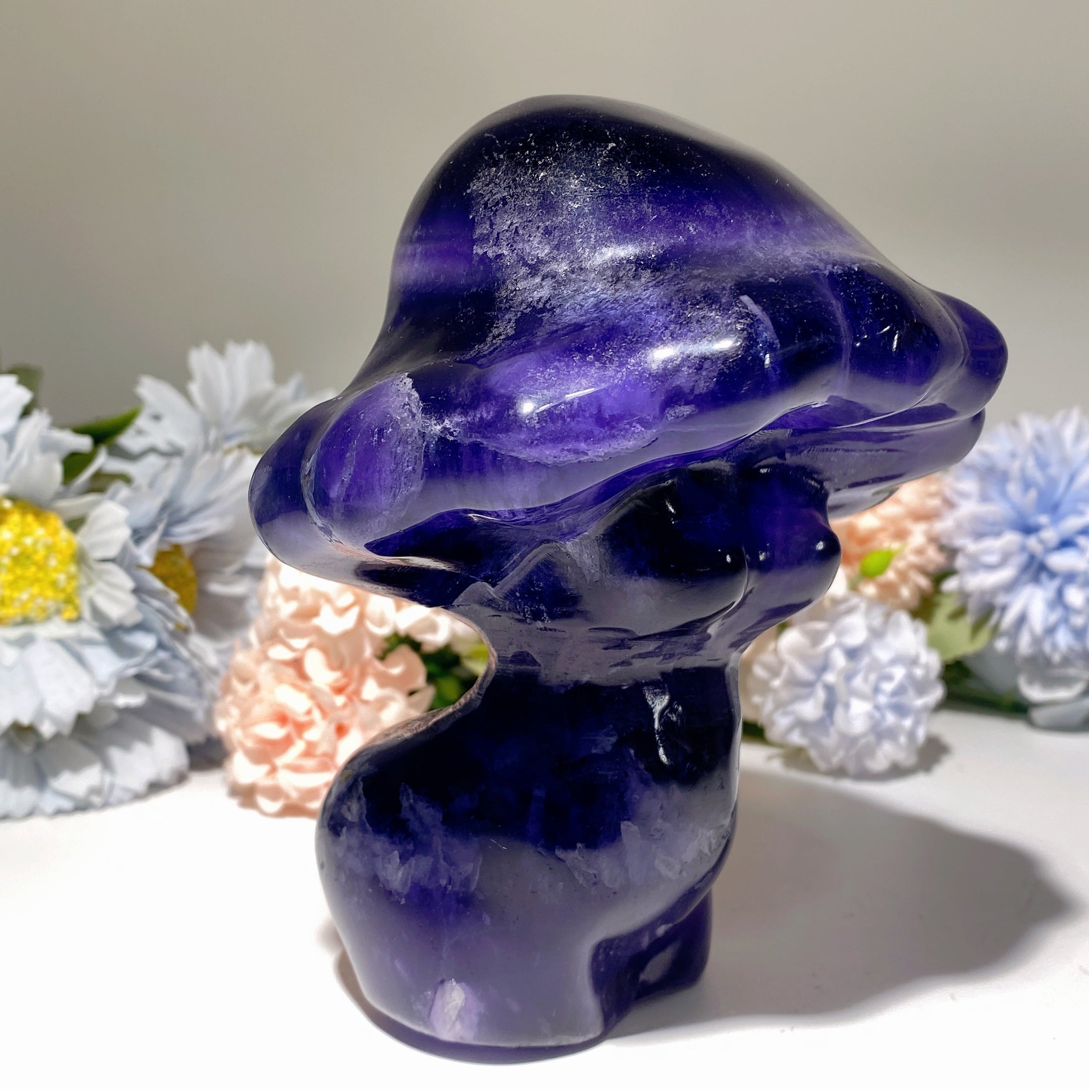 5.3 inch Fluorite Mushroom Crystal Carving for Healing