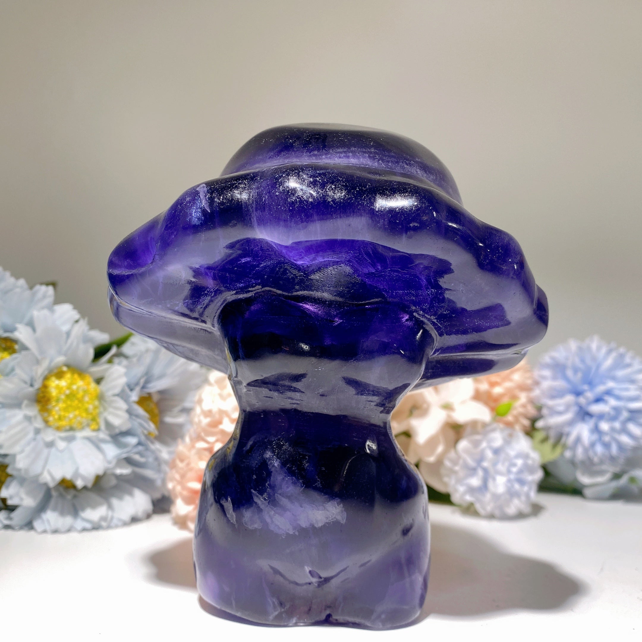 5.3 inch Fluorite Mushroom Crystal Carving for Healing