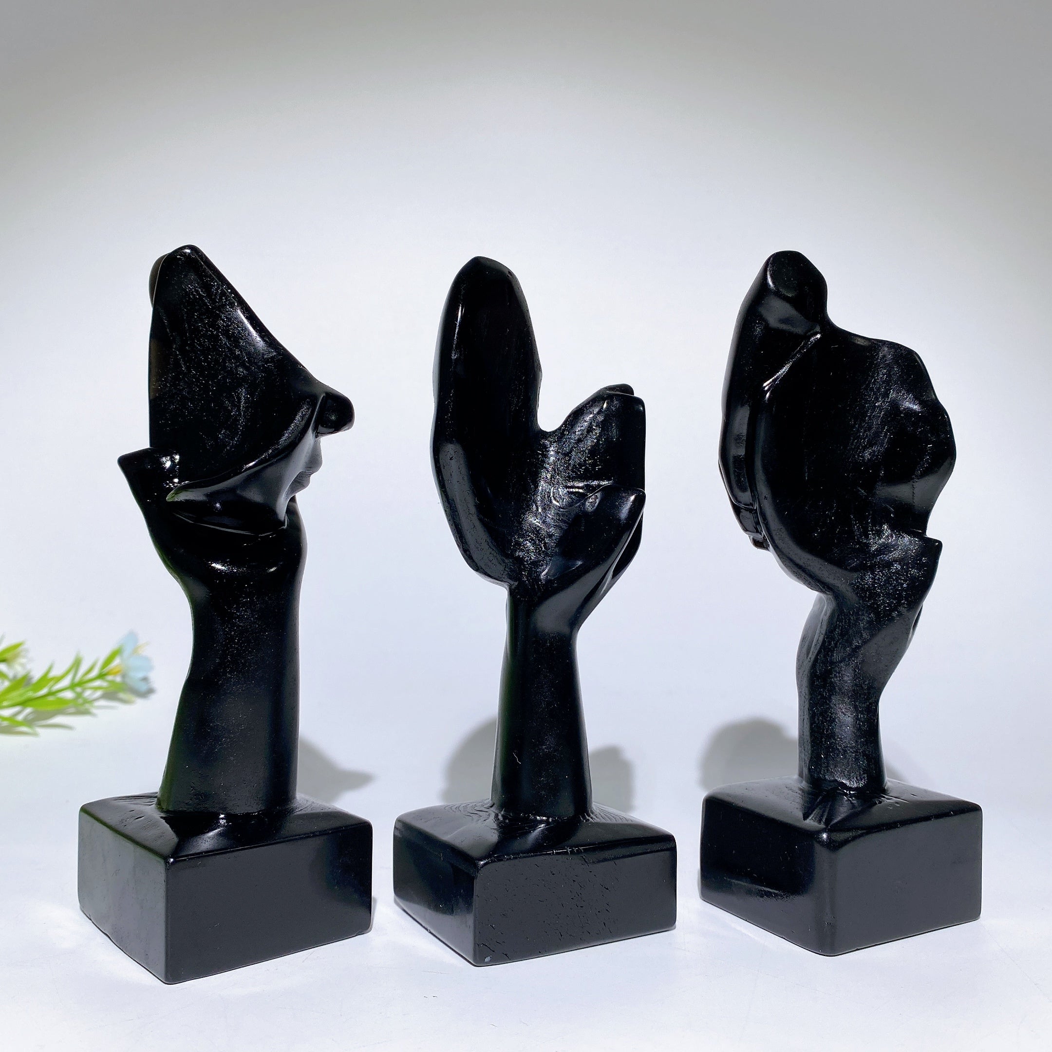5.4 inch Black Obsidian Thinker Crystal Figurine
