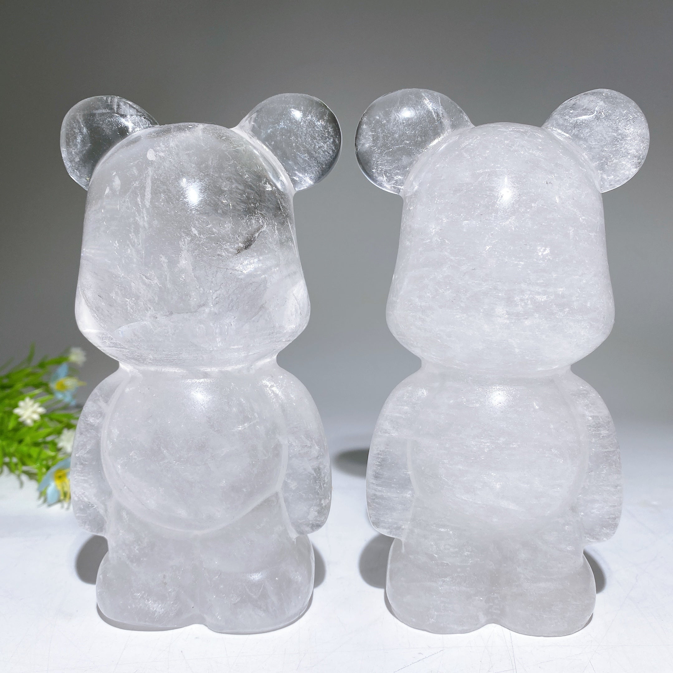 5.4 inch Clear Quartz Crystal Bear Carving for Healing