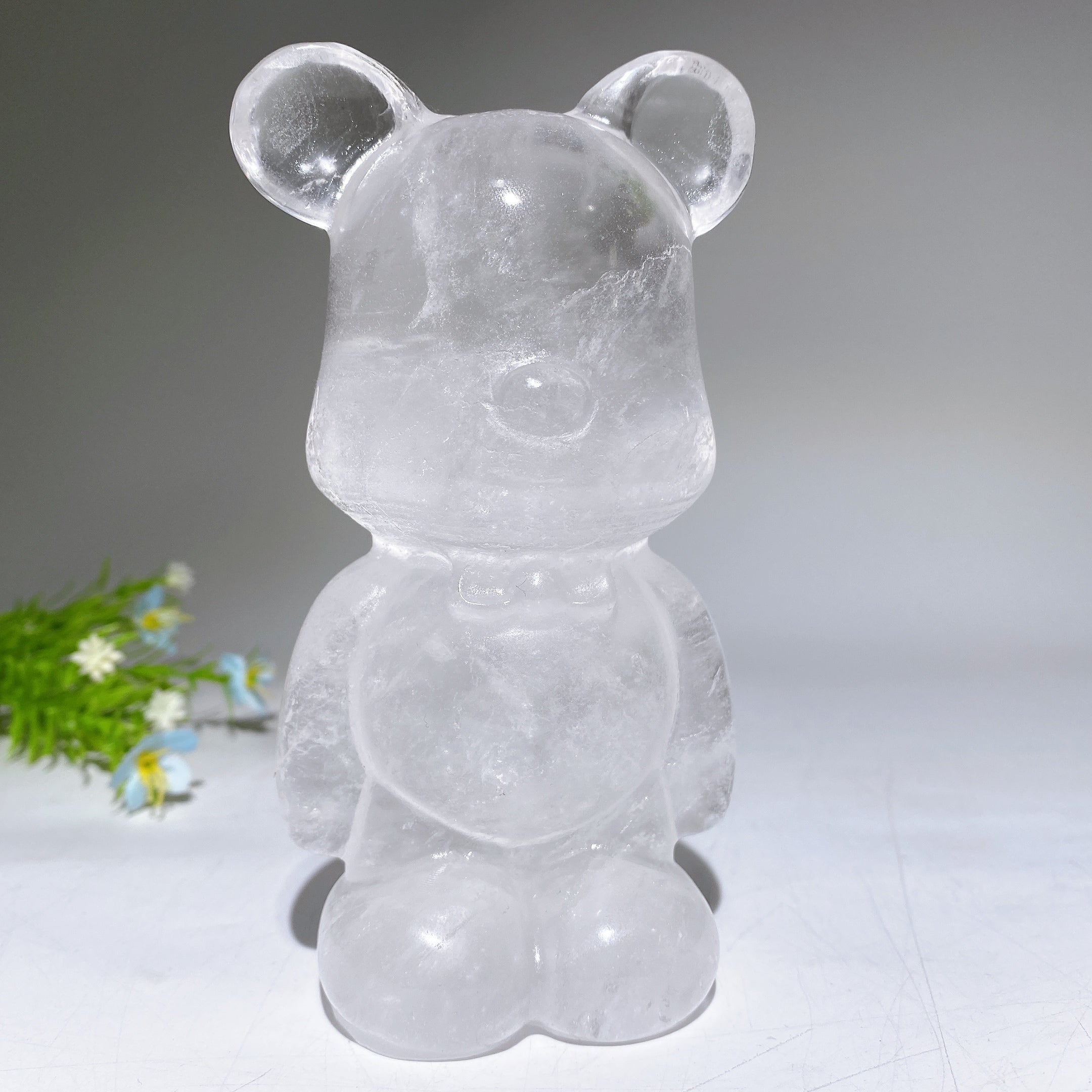5.4 inch Clear Quartz Crystal Bear Carving for Healing