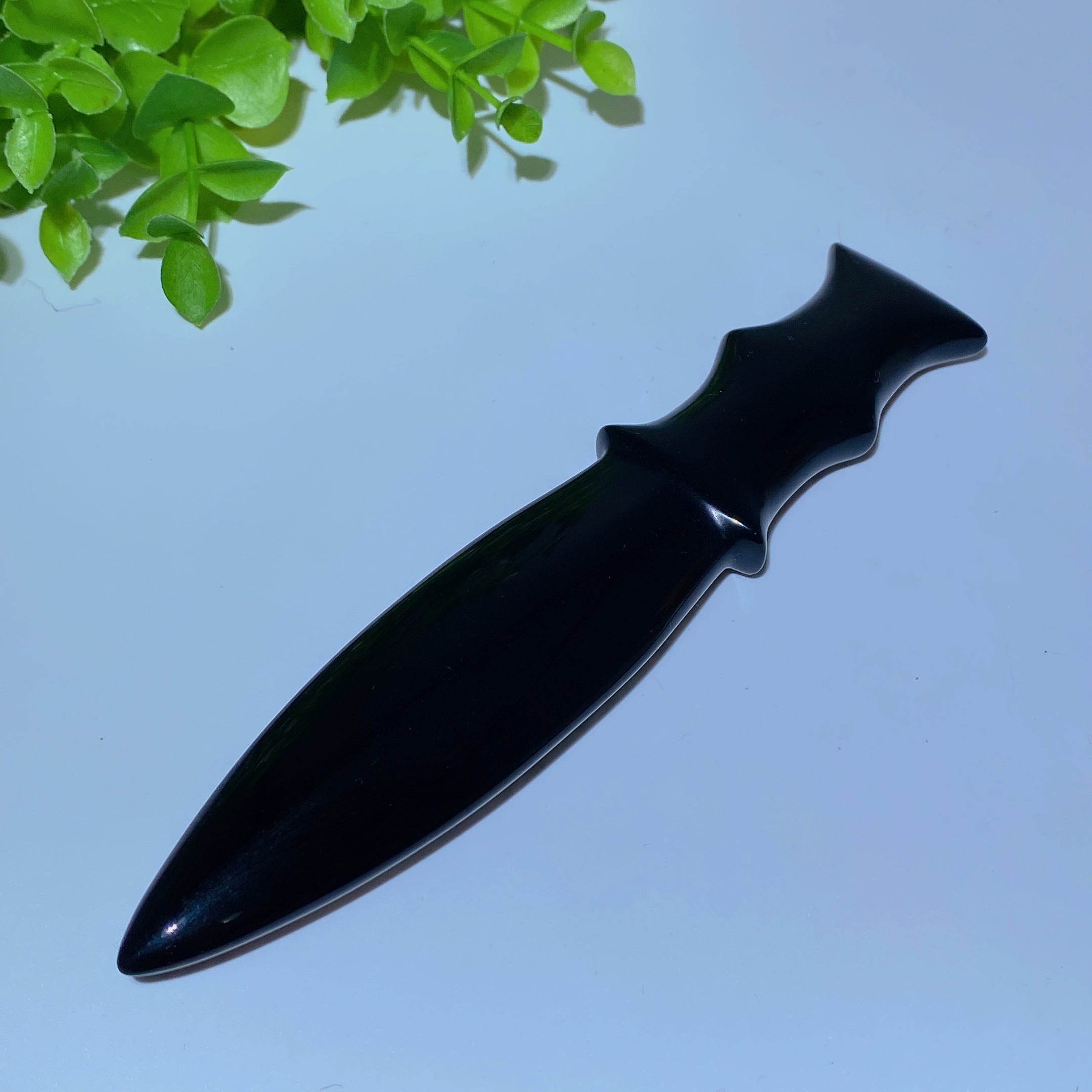5.5-inch Black Obsidian Crystal Dagger for Healing Energy