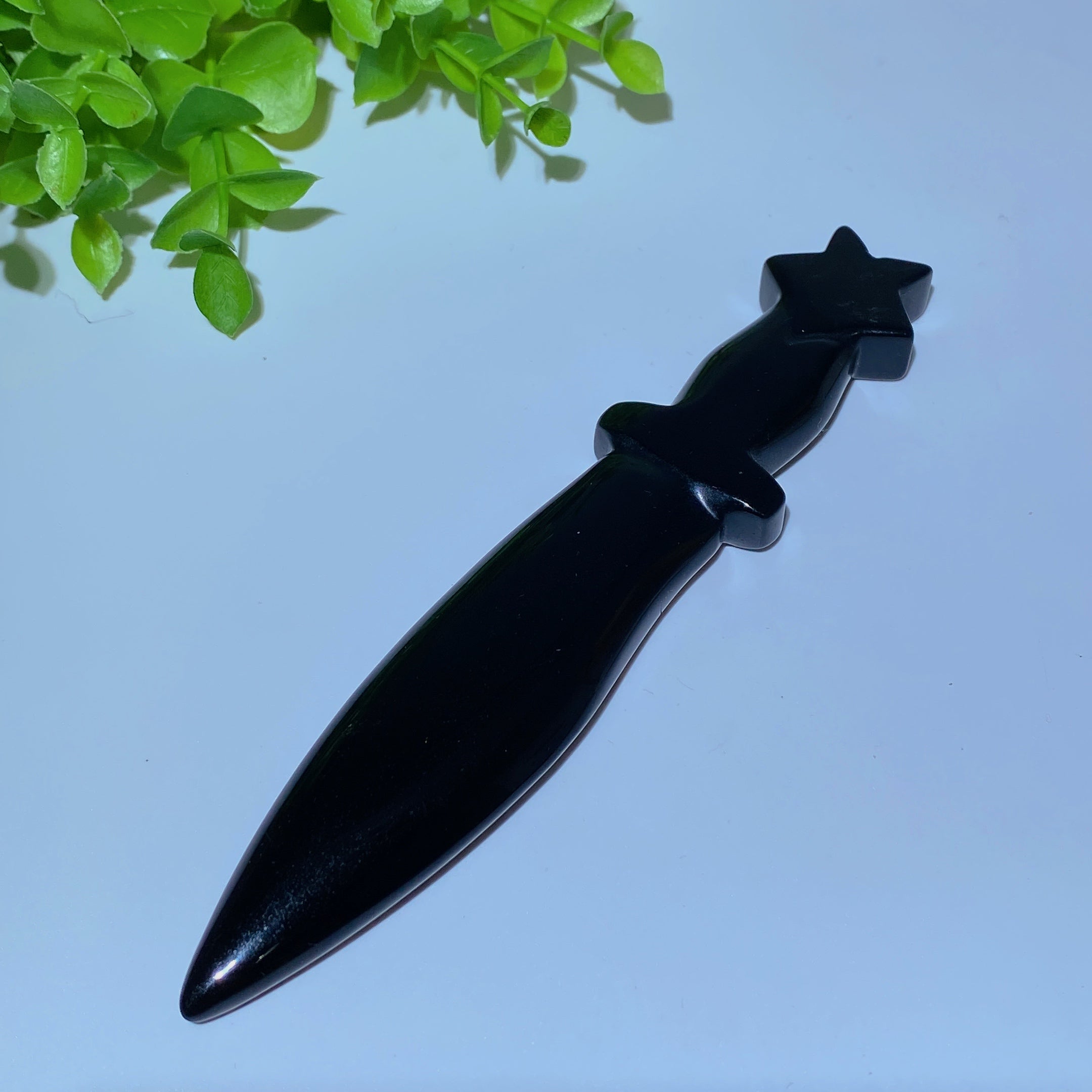 5.5-inch Black Obsidian Crystal Dagger for Healing Energy