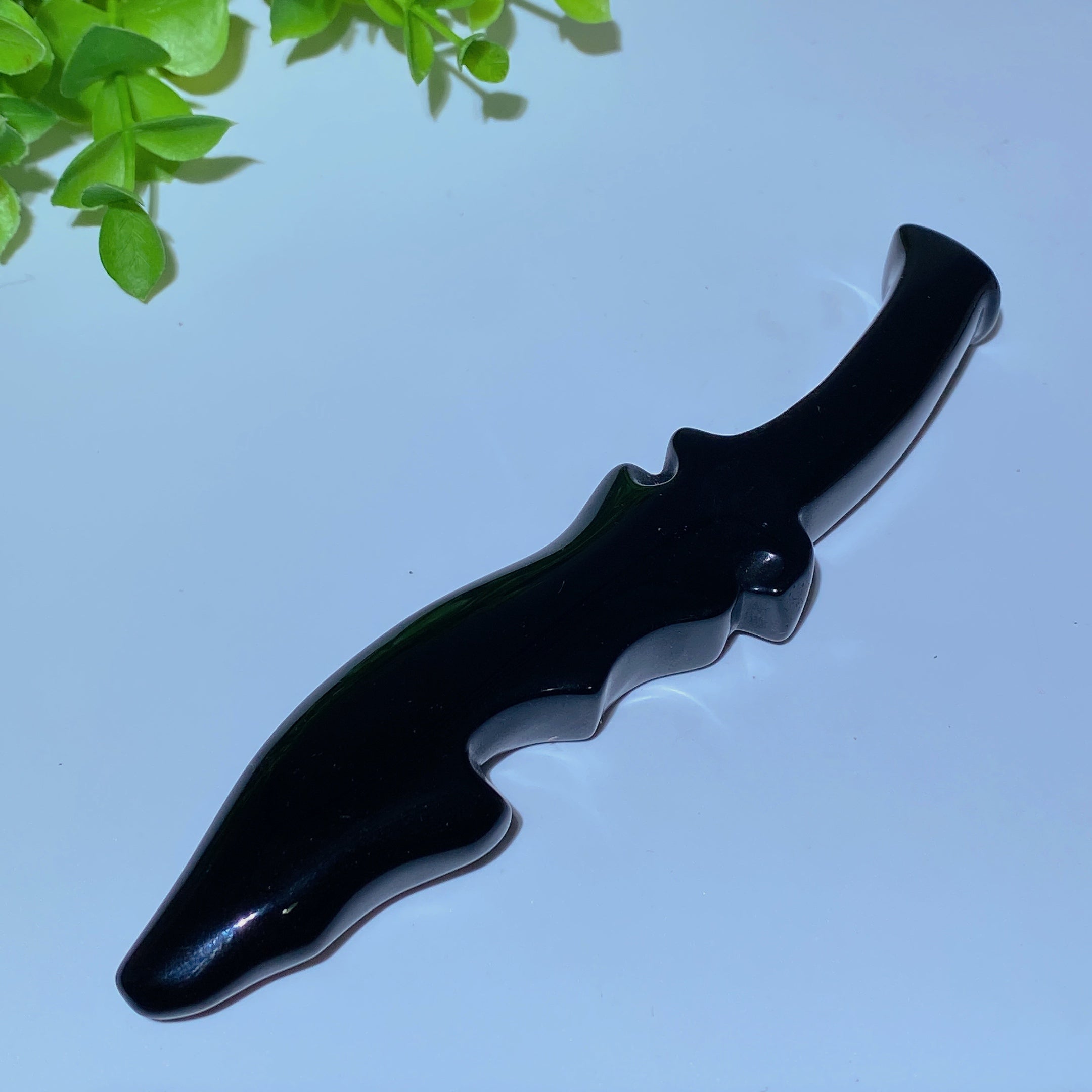 5.5-inch Black Obsidian Crystal Dagger for Healing Energy