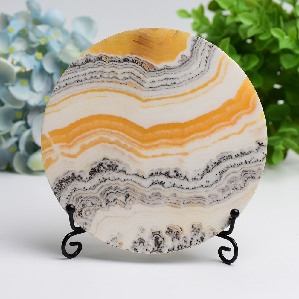5.5 Inch Orange Calcite Crystal Plate for Energy Healing