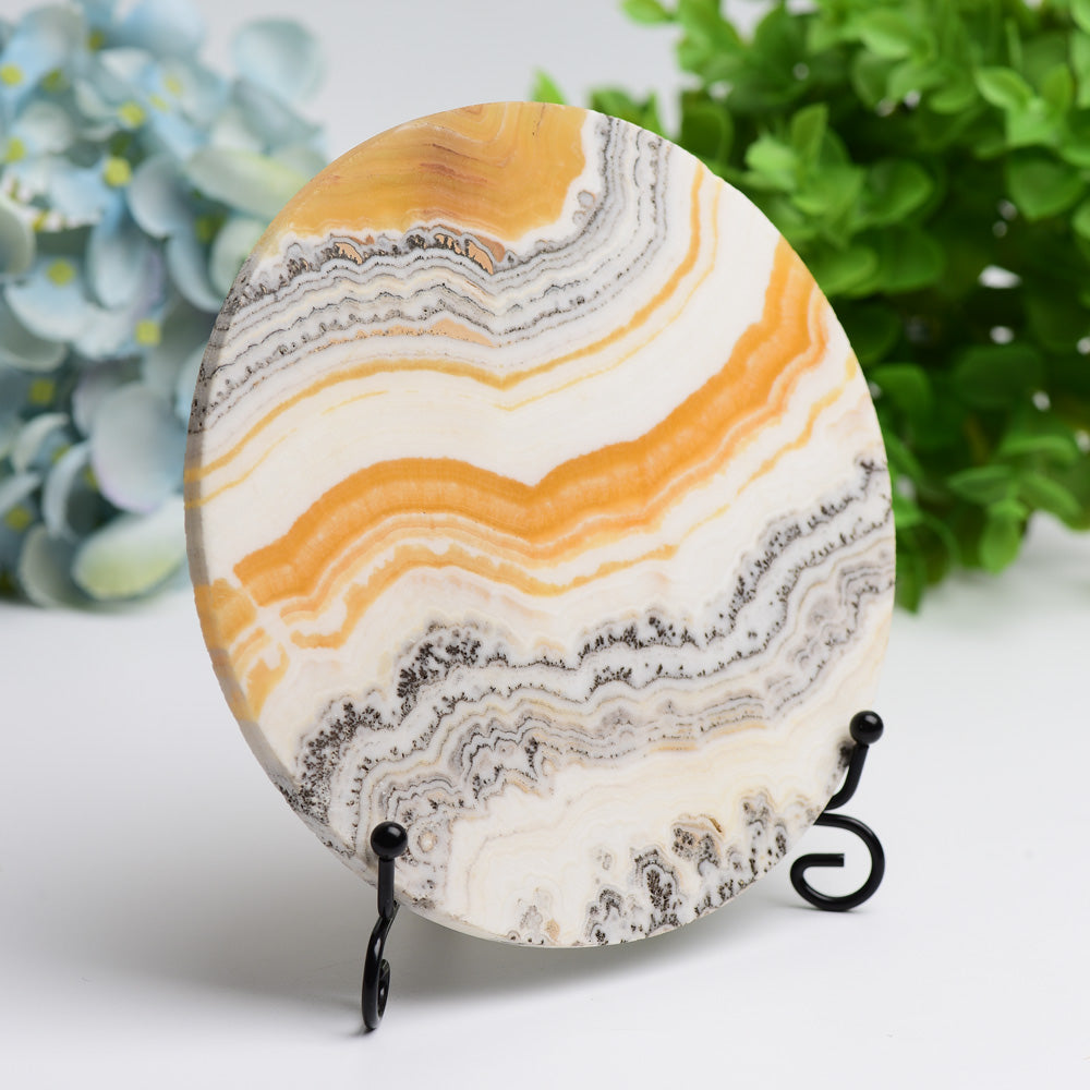 5.5 Inch Orange Calcite Crystal Plate for Energy Healing