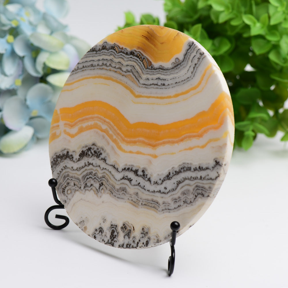 5.5 Inch Orange Calcite Crystal Plate for Energy Healing