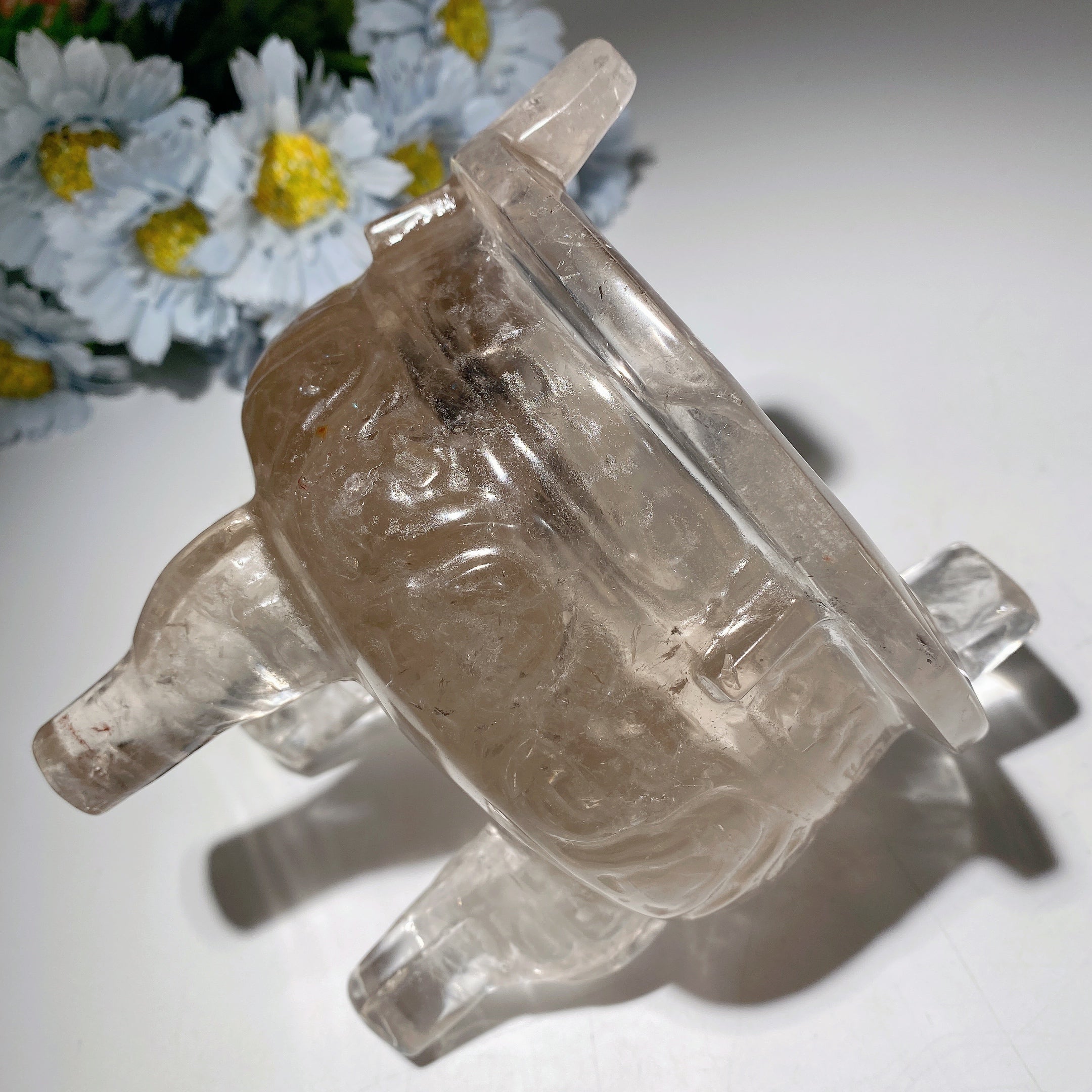 5.5 Inch Smoky Clear Quartz Crystal Tripod Figurine