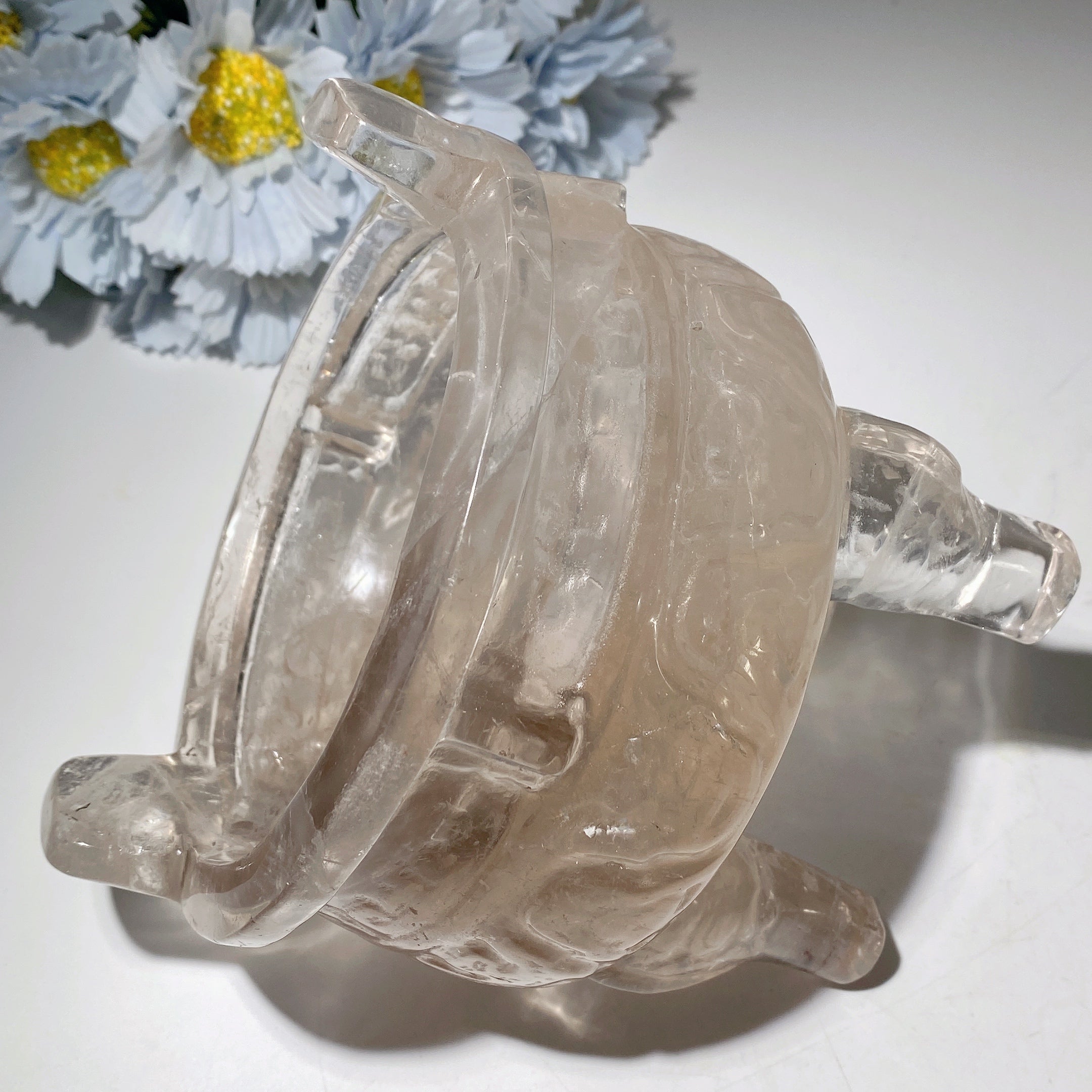 5.5 Inch Smoky Clear Quartz Crystal Tripod Figurine