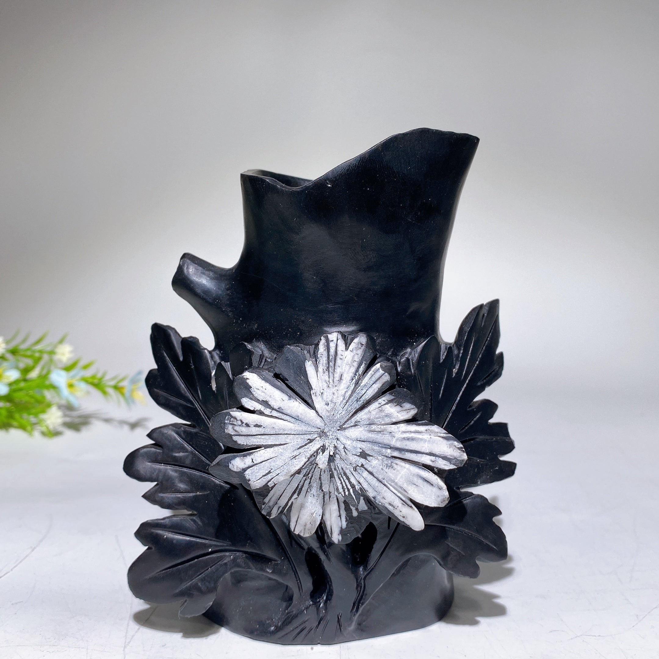 5.7" Crystal Chrysanthemum Pen Holder Sculpture
