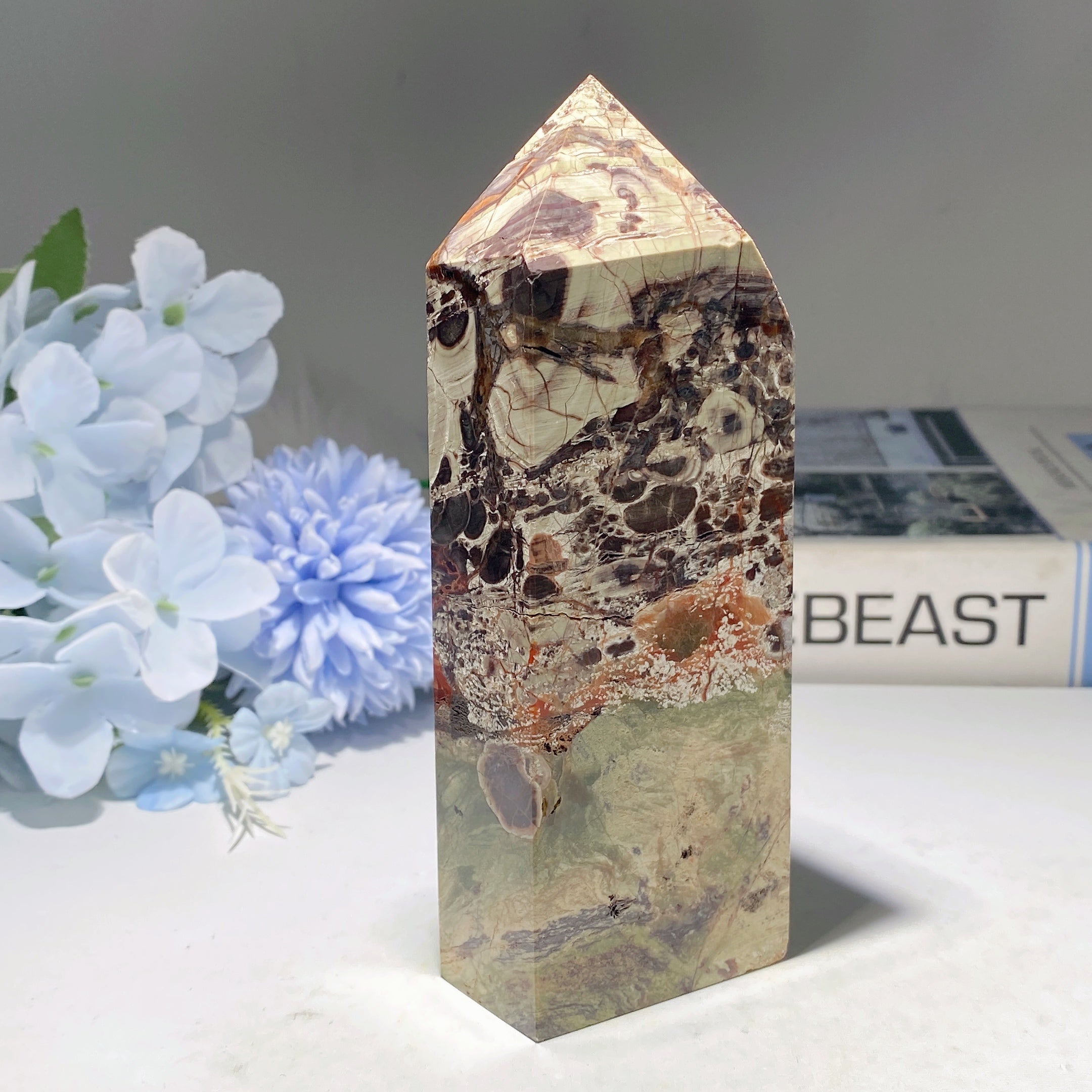 5-8 Inch Money Agate Crystal Tower for Healing & Energy