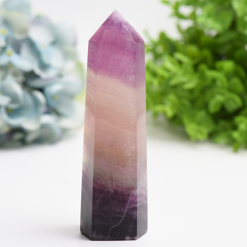 5 to 8 Inch Rainbow Fluorite Healing Crystal Tower