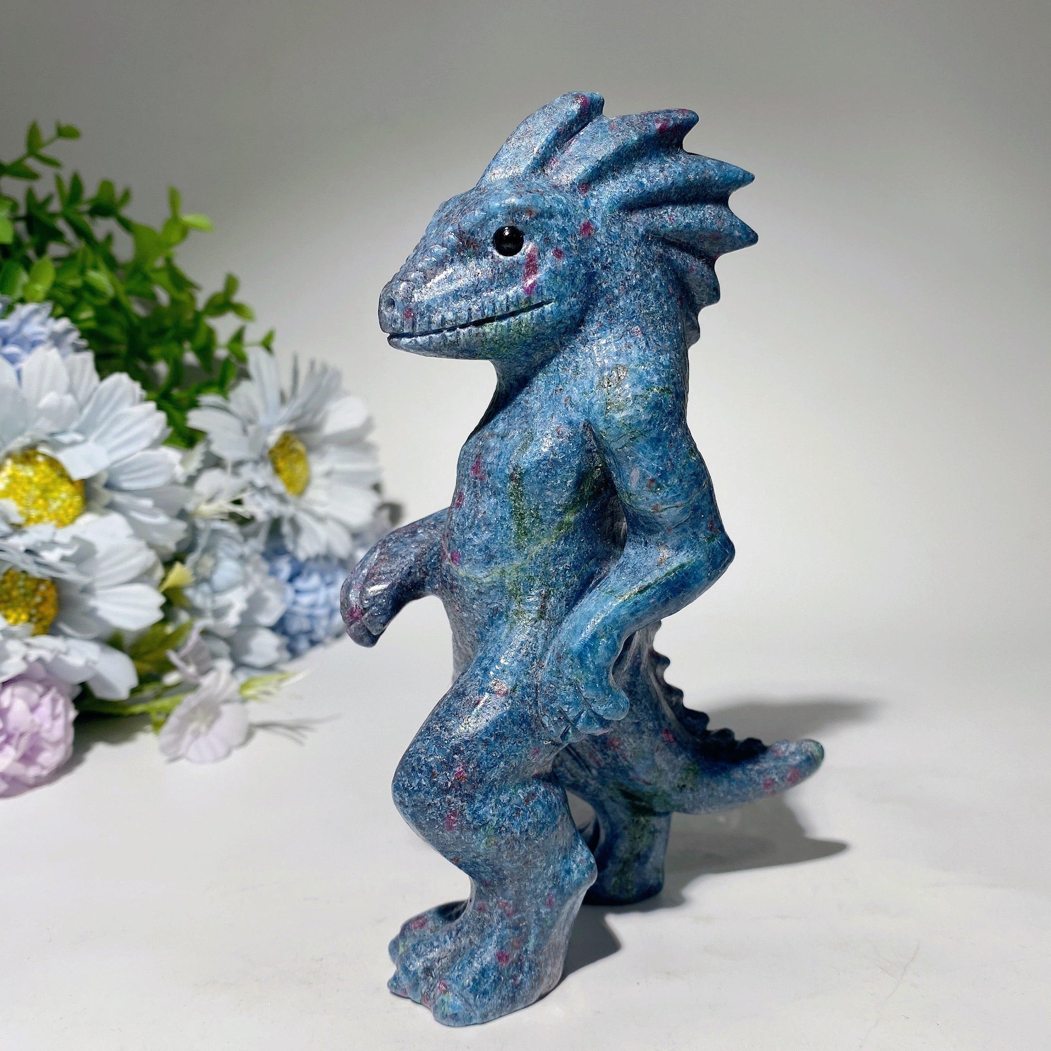 5.8 Inch UV Reactive Ruby In Kyanite & Yooperlite Lizard Figurines