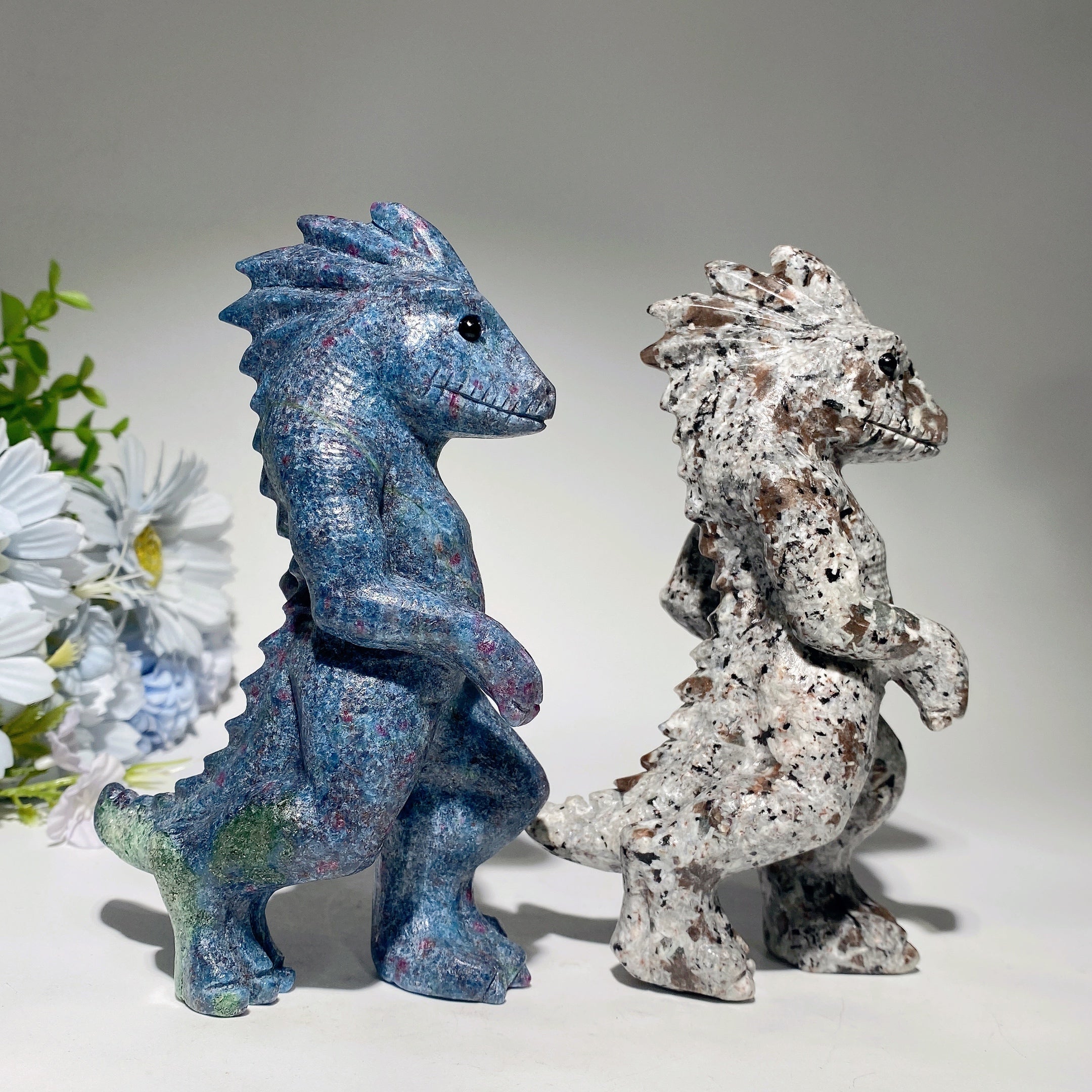 5.8 Inch UV Reactive Ruby In Kyanite & Yooperlite Lizard Figurines