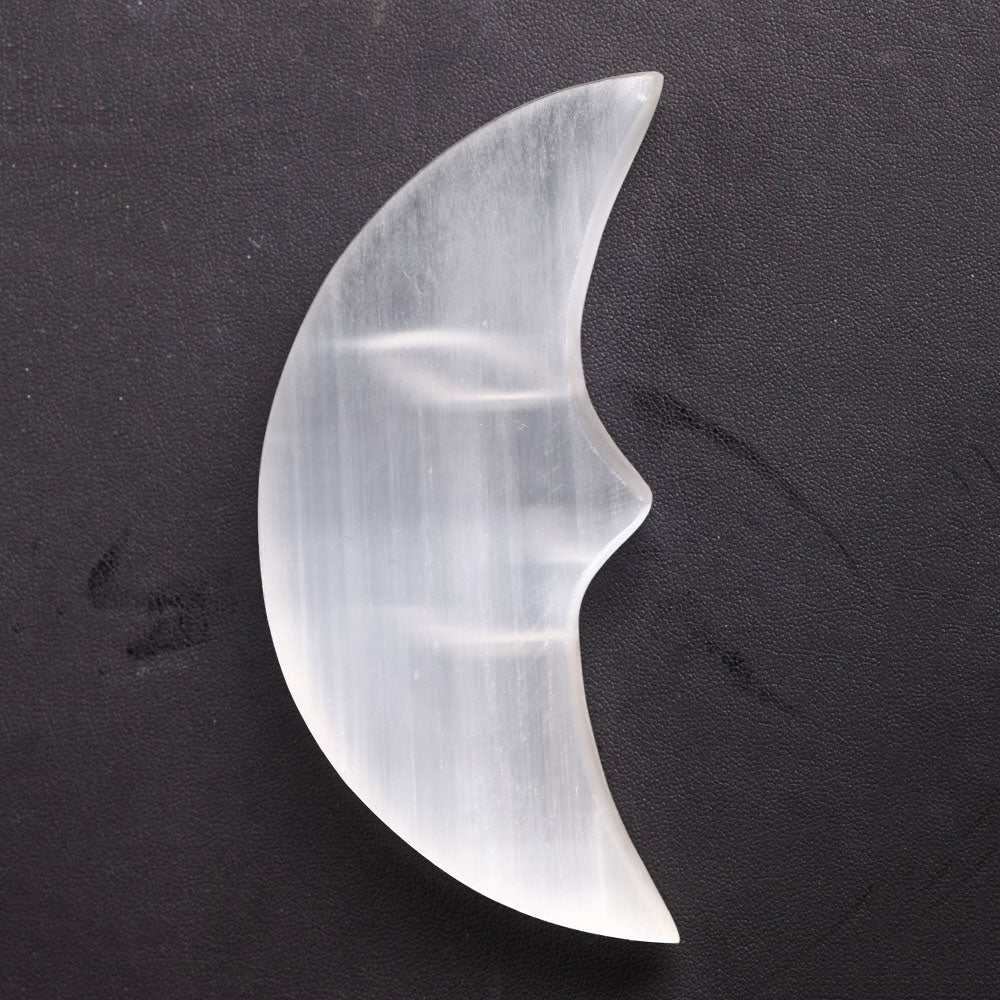 5.85 Inch Selenite Moon Crystal Carving Figurine