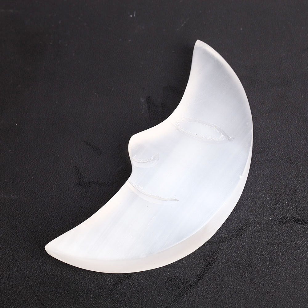 5.85 Inch Selenite Moon Crystal Carving Figurine