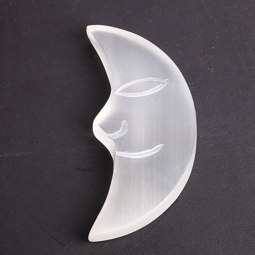 5.85 Inch Selenite Moon Crystal Carving Figurine