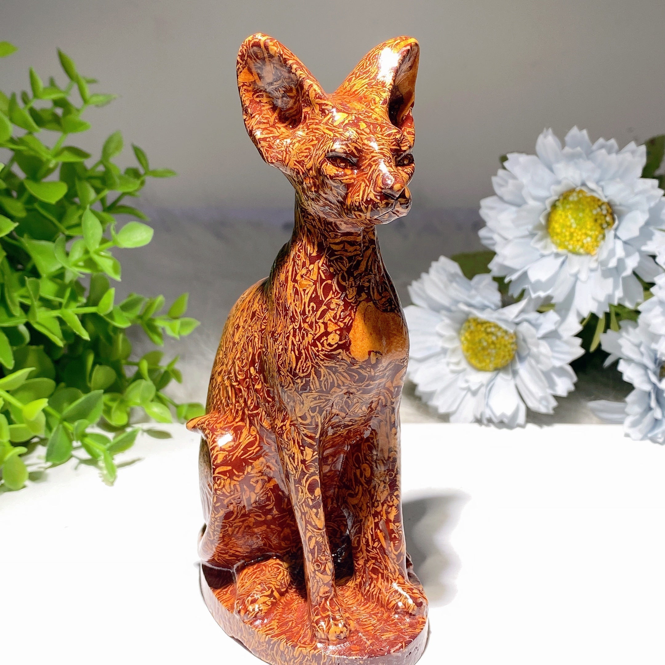 5.9 inch Mixed Crystal Cat Carvings for Healing & Energy