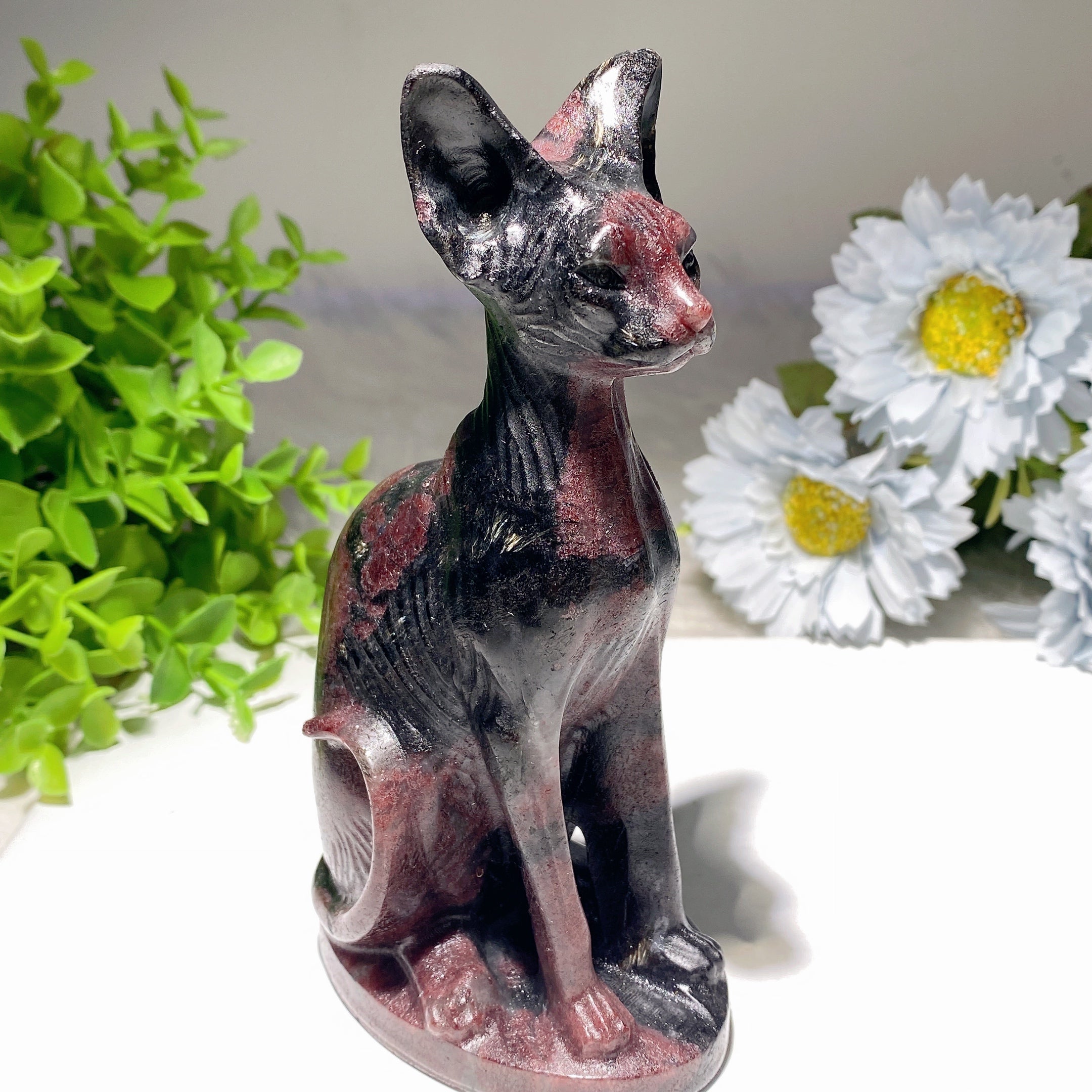 5.9 inch Mixed Crystal Cat Carvings for Healing & Energy