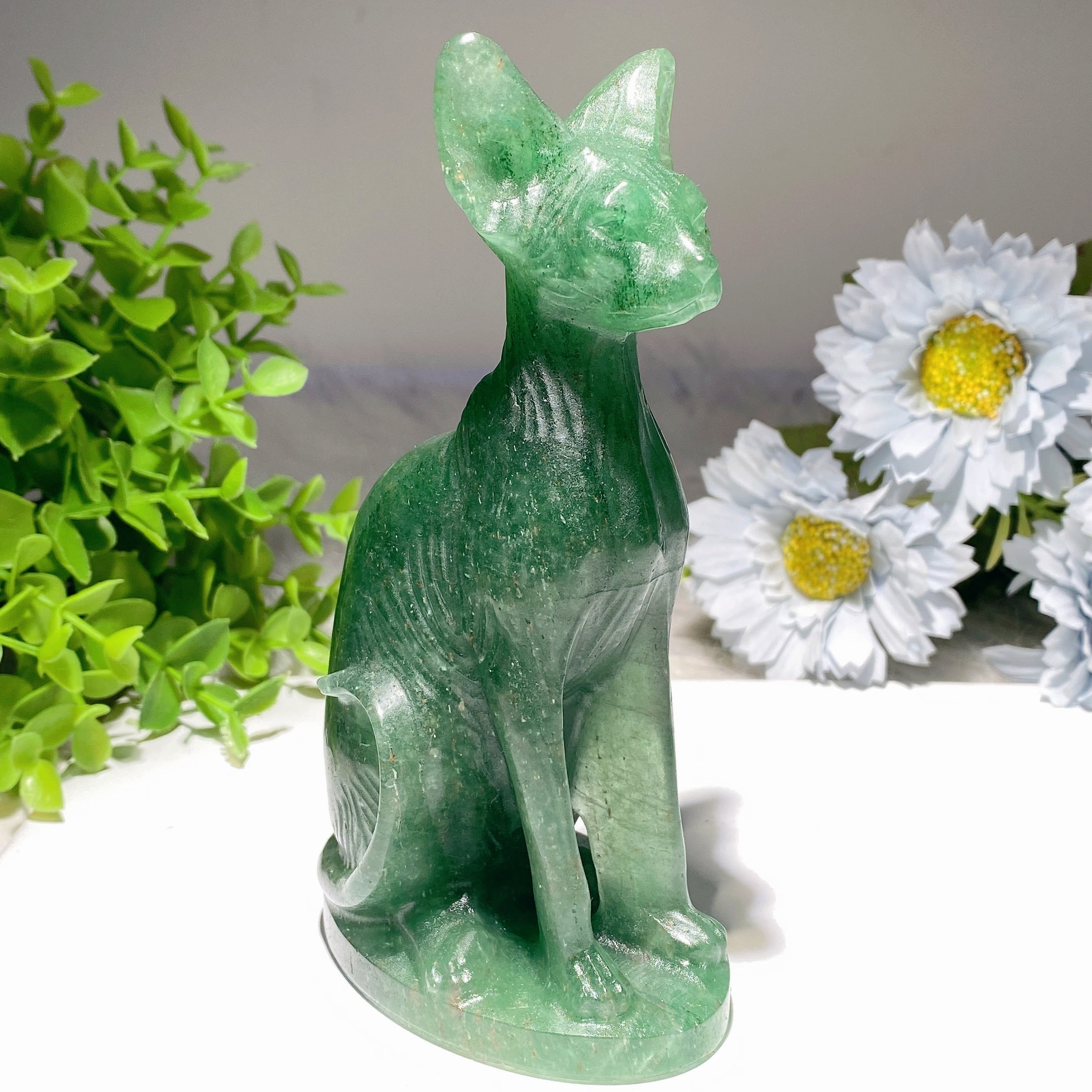5.9 inch Mixed Crystal Cat Carvings for Healing & Energy