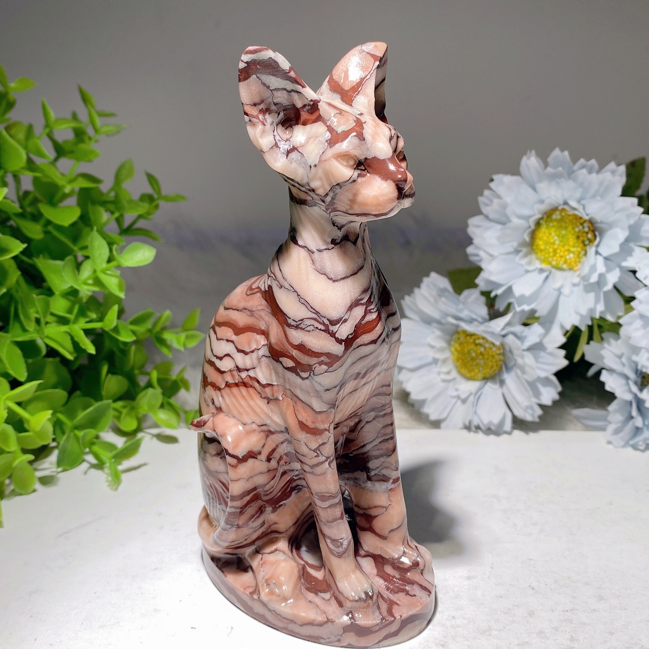 5.9 inch Mixed Crystal Cat Carvings for Healing & Energy