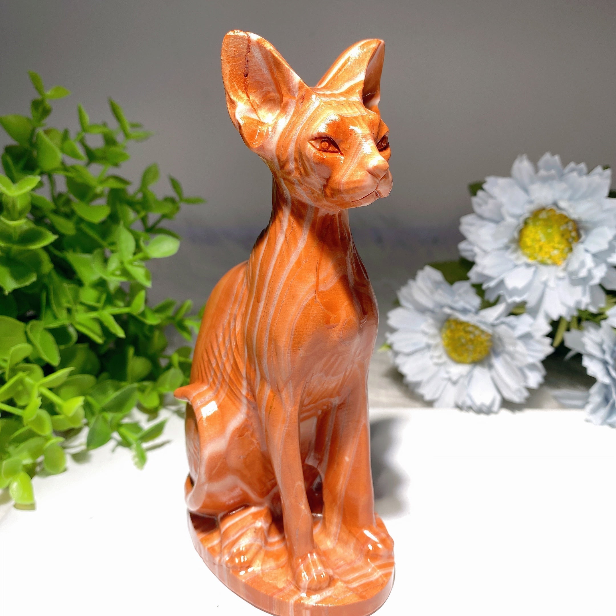 5.9 inch Mixed Crystal Cat Carvings for Healing & Energy