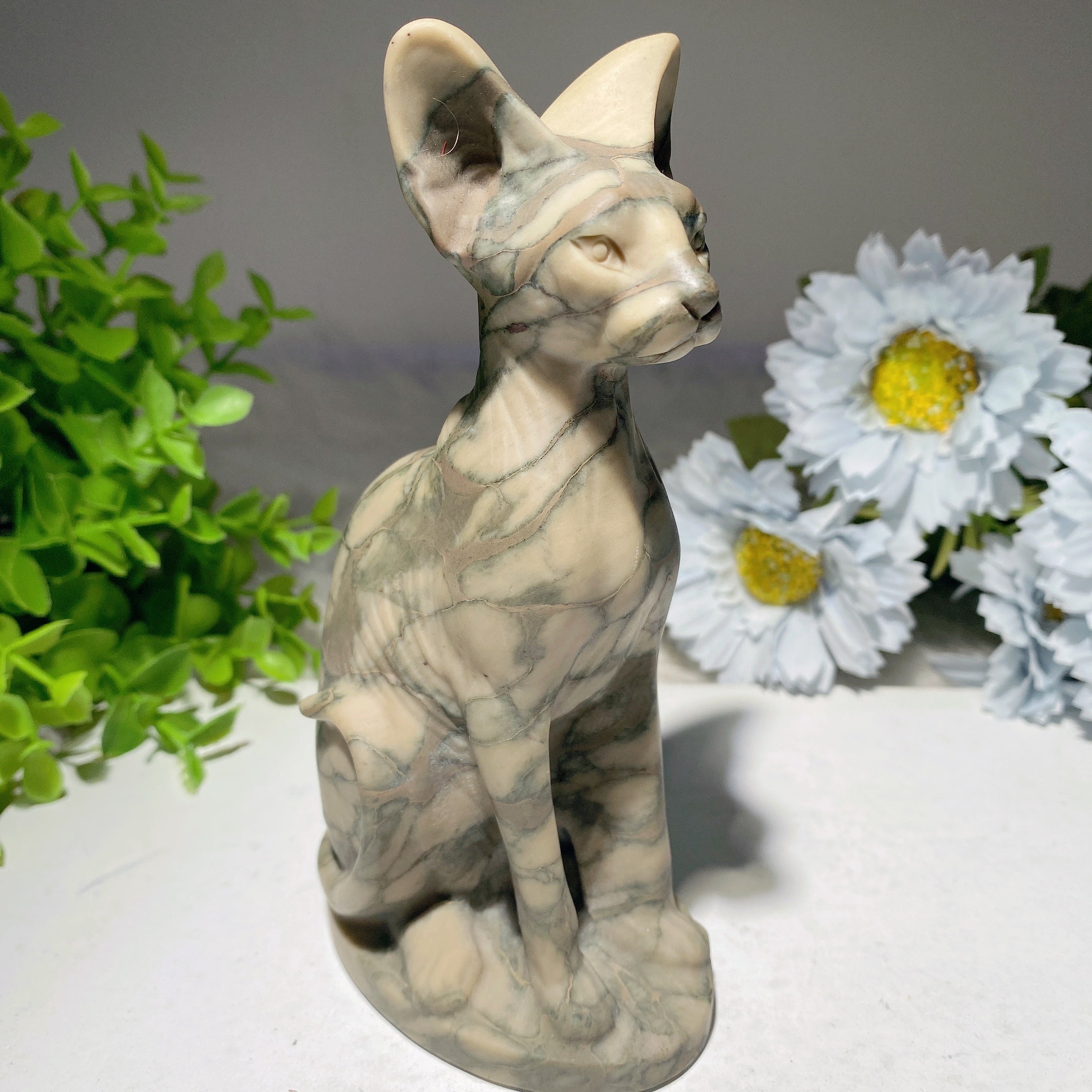 5.9 inch Mixed Crystal Cat Carvings for Healing & Energy