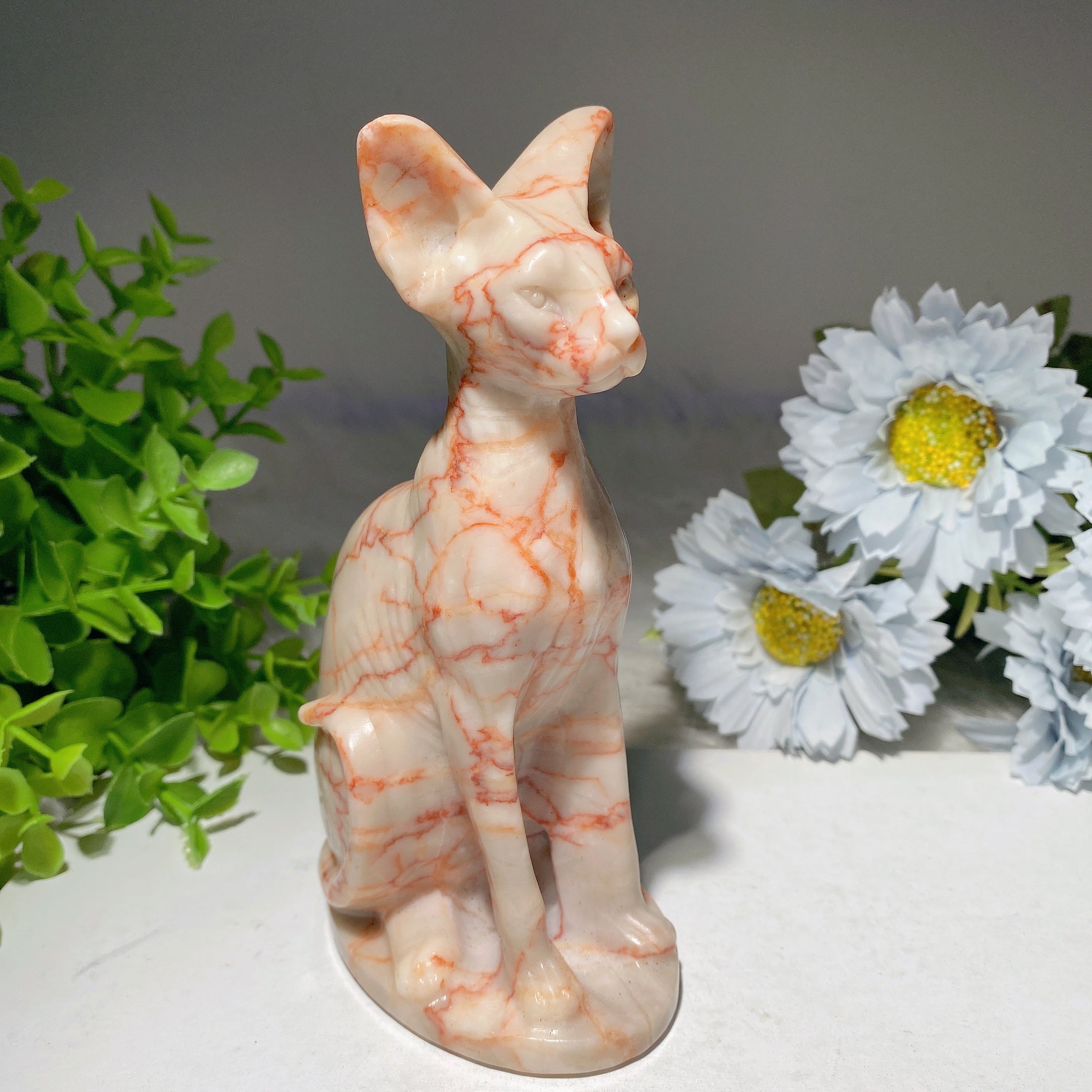 5.9 inch Mixed Crystal Cat Carvings for Healing & Energy