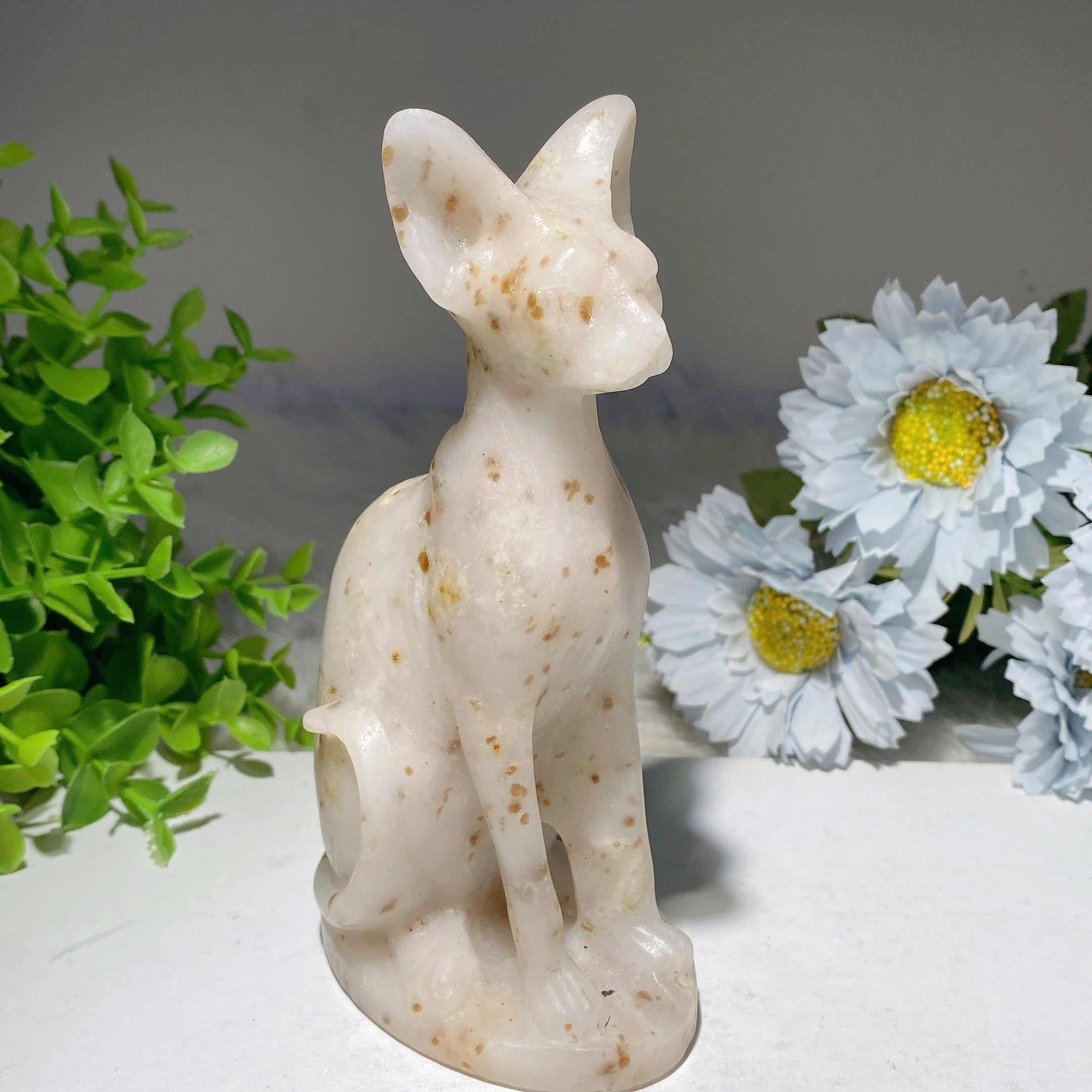 5.9 inch Mixed Crystal Cat Carvings for Healing & Energy
