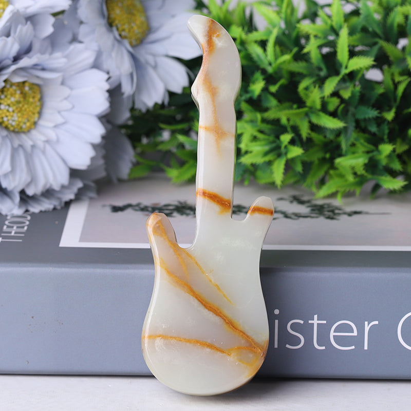 5 inch Afghan Jade Guitar Crystal Carving for Home Decor