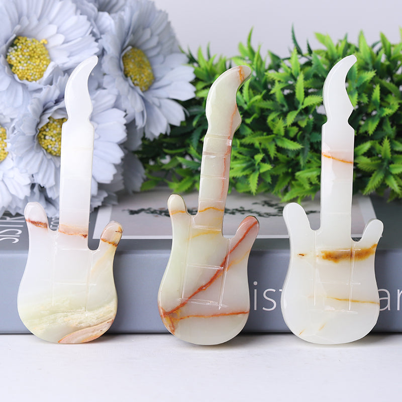 5 inch Afghan Jade Guitar Crystal Carving for Home Decor