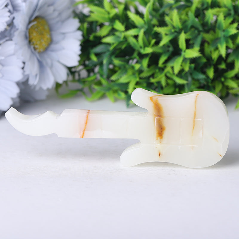 5 inch Afghan Jade Guitar Crystal Carving for Home Decor