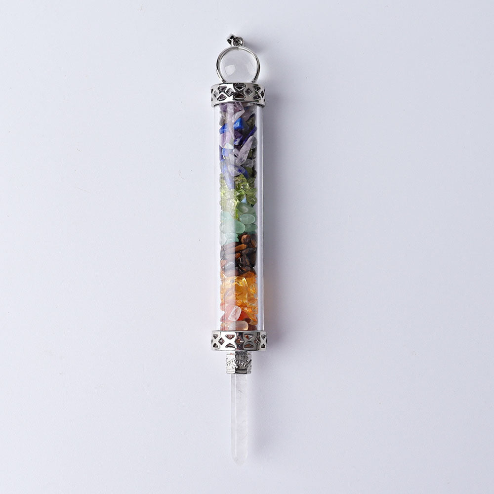 5 inch Crystal Pendant Filled with Healing Chips