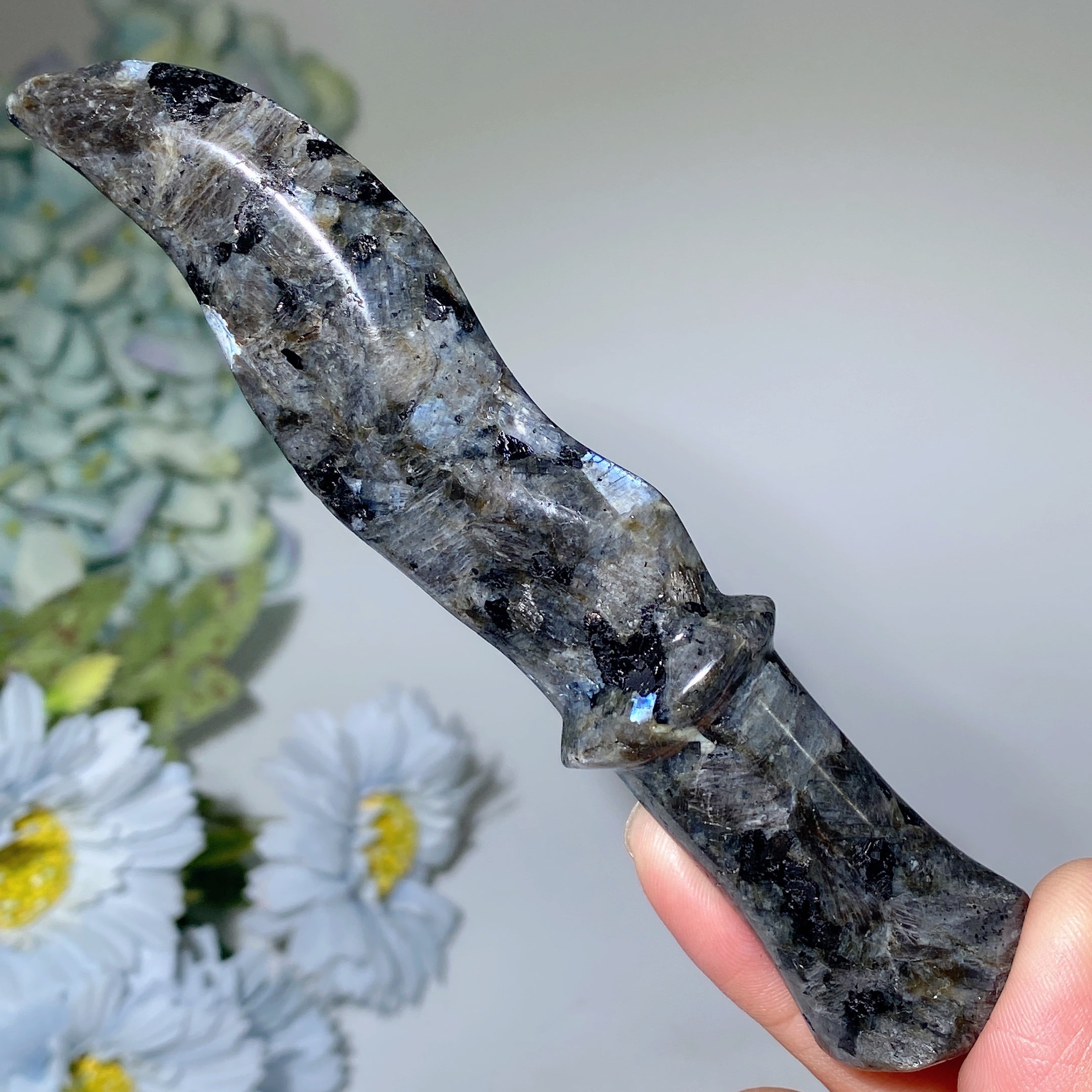 5-Inch Mixed Crystal Dagger Carvings Healing Points