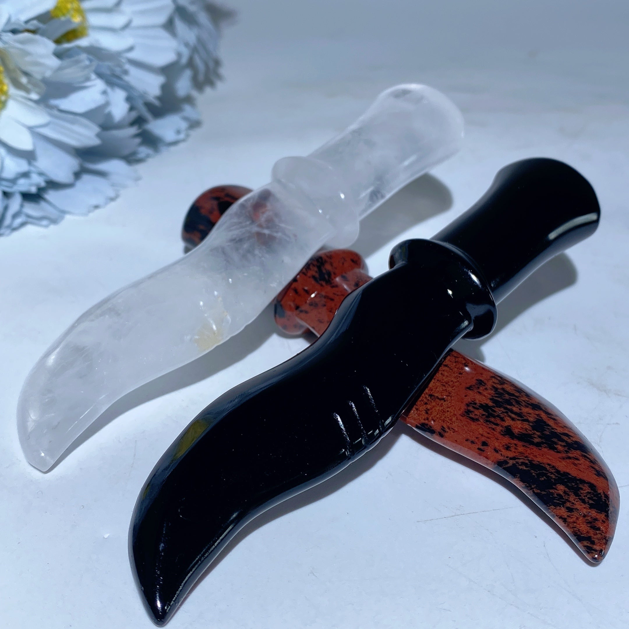 5-Inch Mixed Crystal Dagger Carvings Healing Points