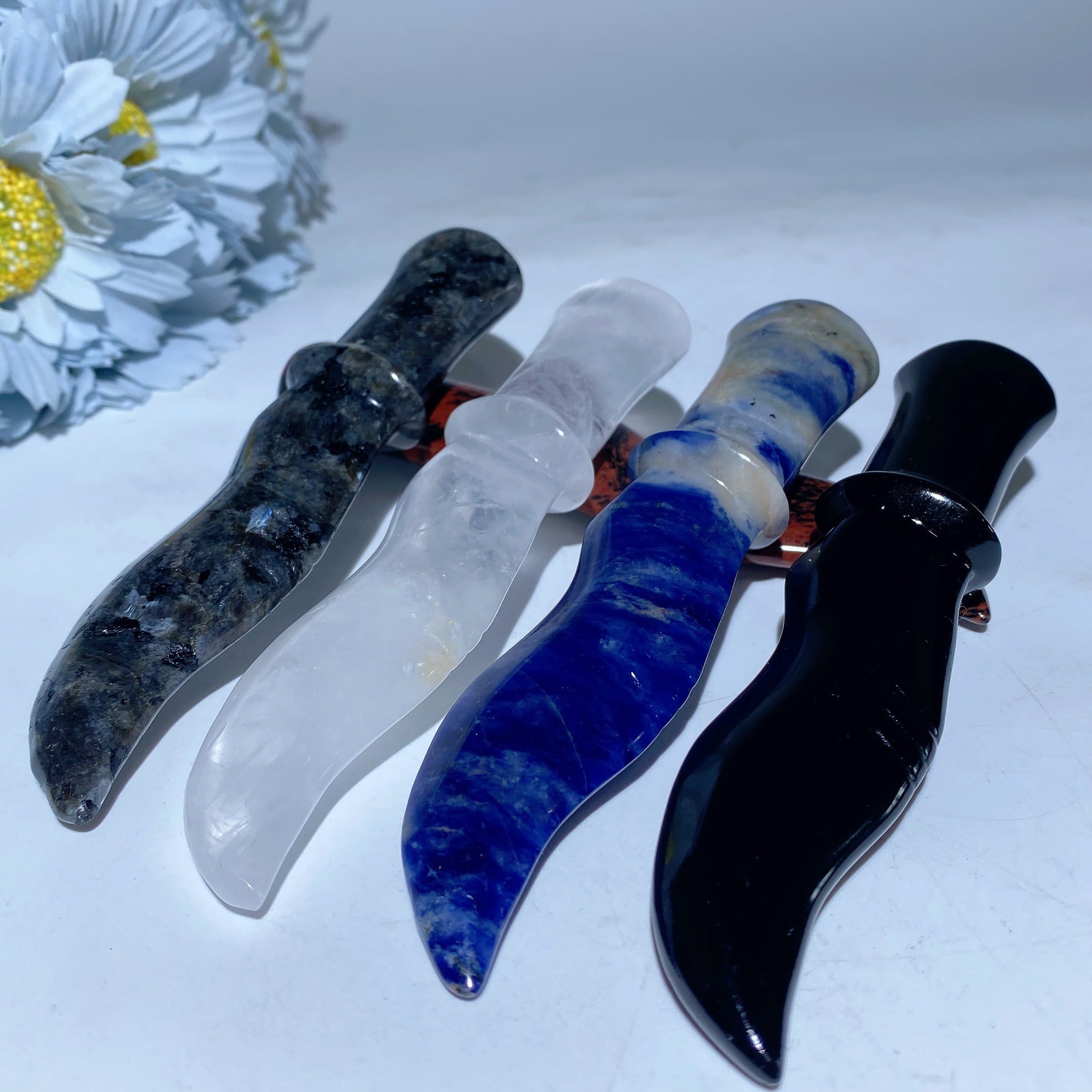 5-Inch Mixed Crystal Dagger Carvings Healing Points
