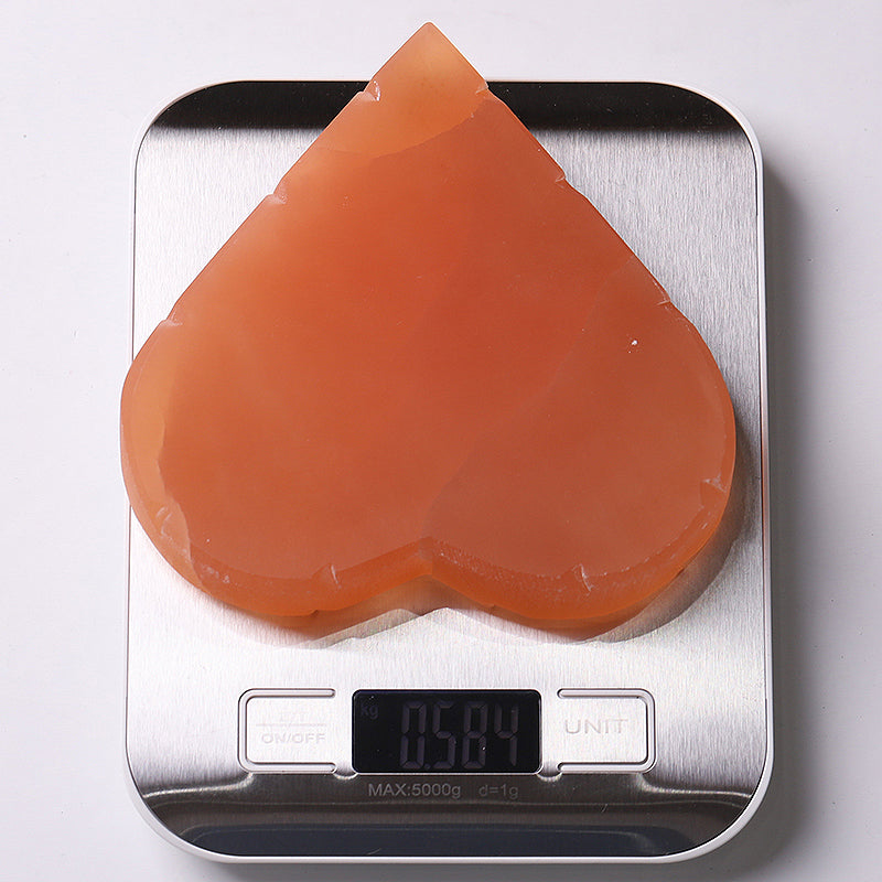 5 inch Peach Selenite Heart Shape Crystal for Meditation
