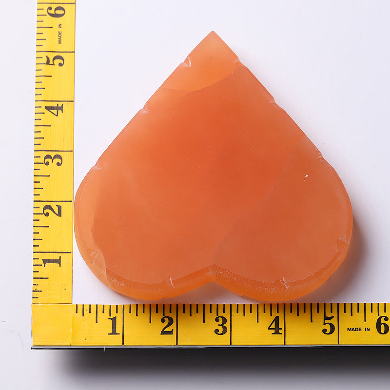 5 inch Peach Selenite Heart Shape Crystal for Meditation