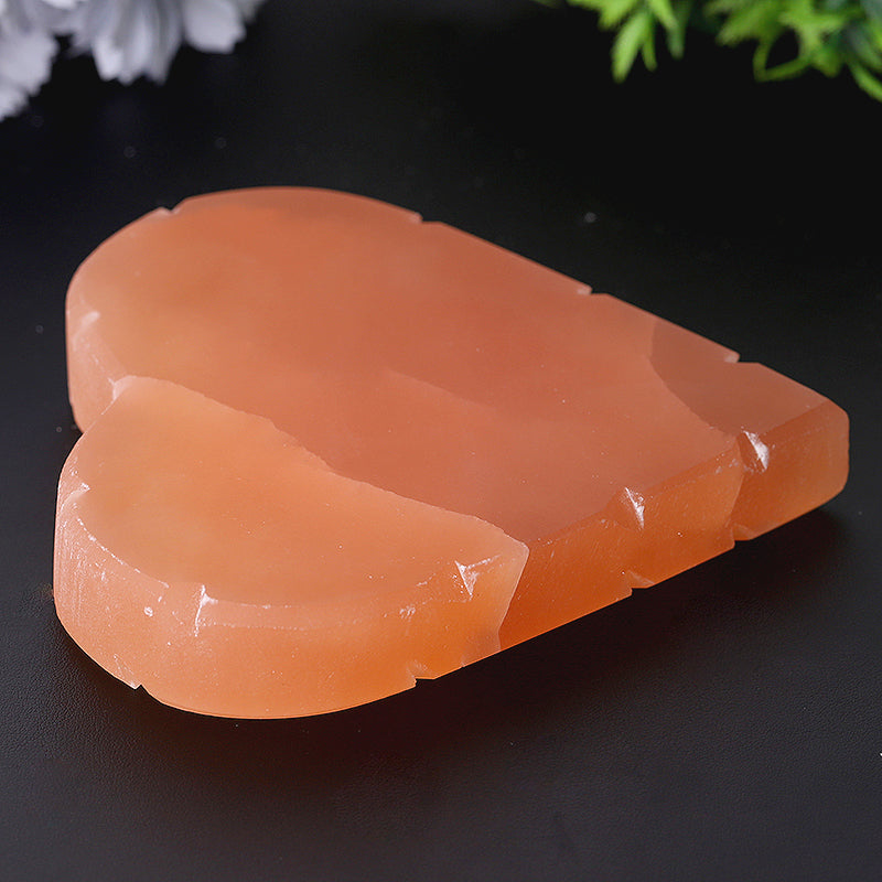 5 inch Peach Selenite Heart Shape Crystal for Meditation