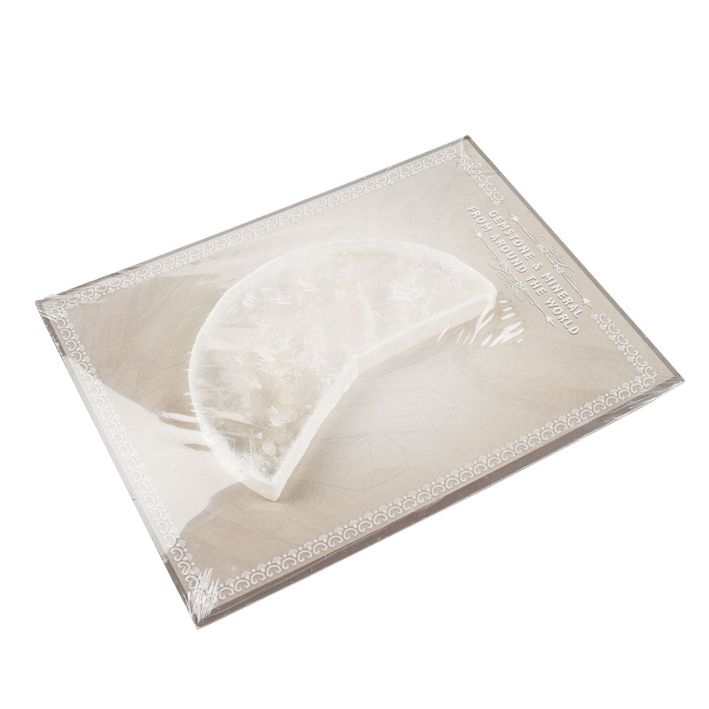 5-Inch Selenite Moon Shape Crystal Slab for Healing