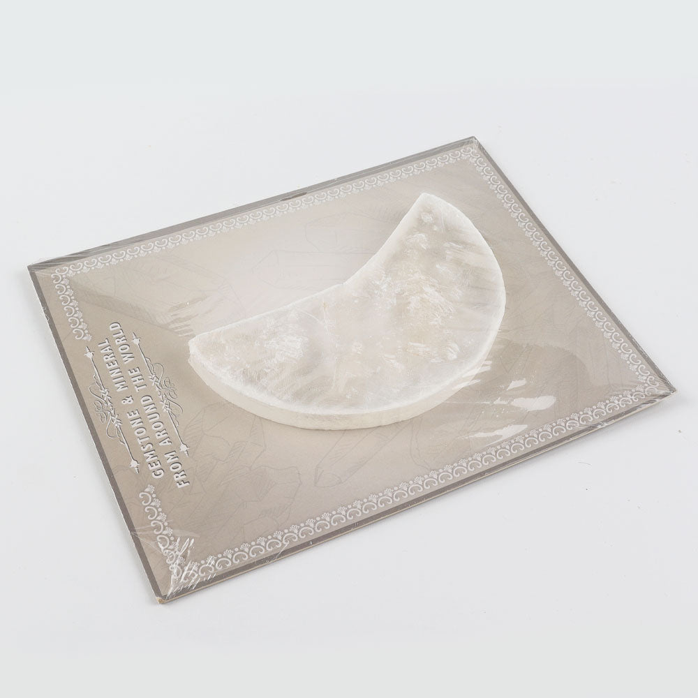 5-Inch Selenite Moon Shape Crystal Slab for Healing