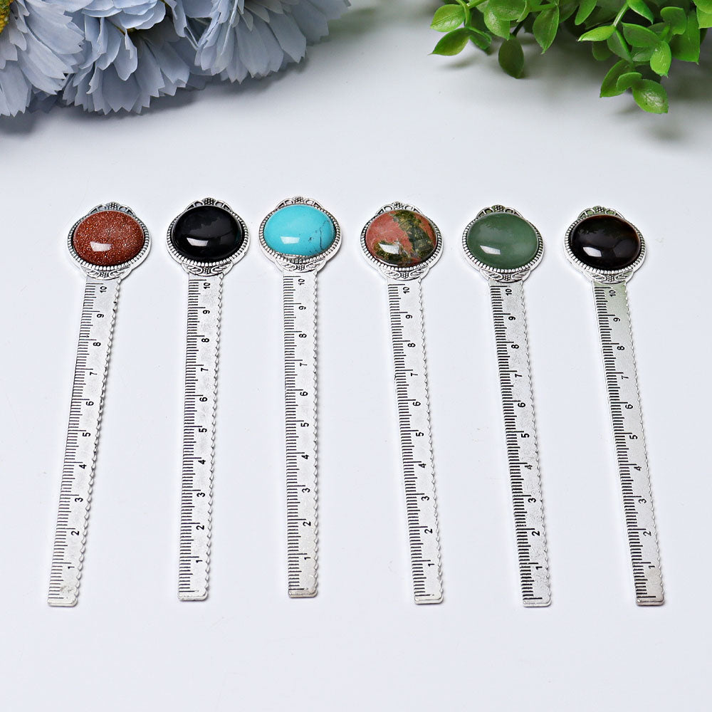 5-inch Steel Ruler with Crystal Healing Decoration