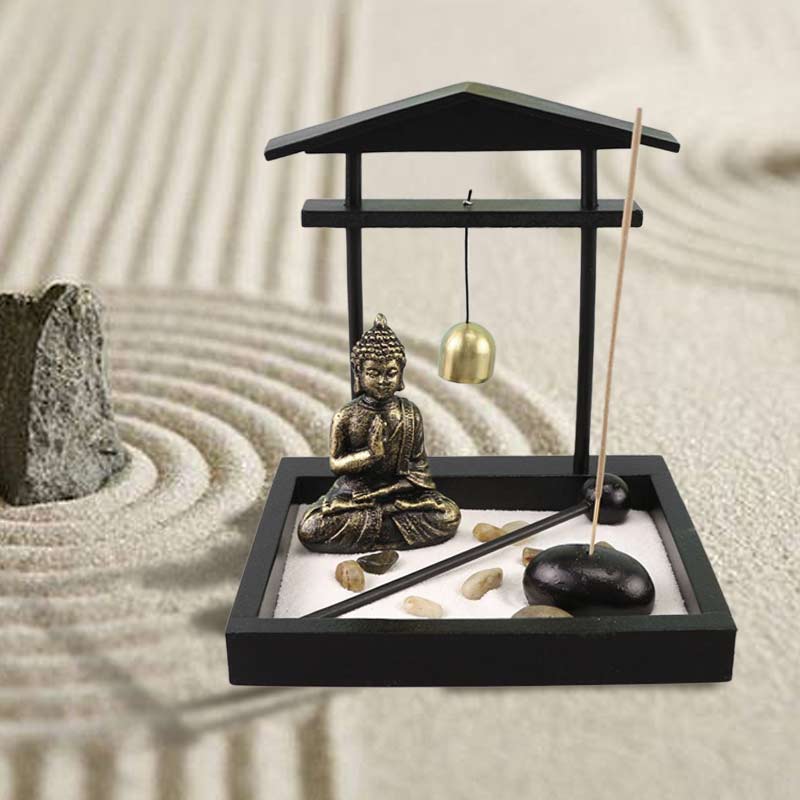 Buddha Statue Meditation Zen Garden Set 15cm